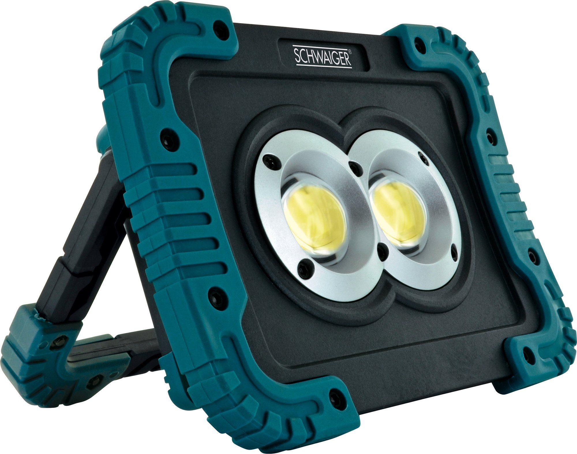 LED 3 180° Lichtmodi Schwaiger Standfuß, Weiß, COB-LED, 3 WLED210, IPX4, einstellbar, rotierbarer Arbeitsleuchte Leuchtmodi