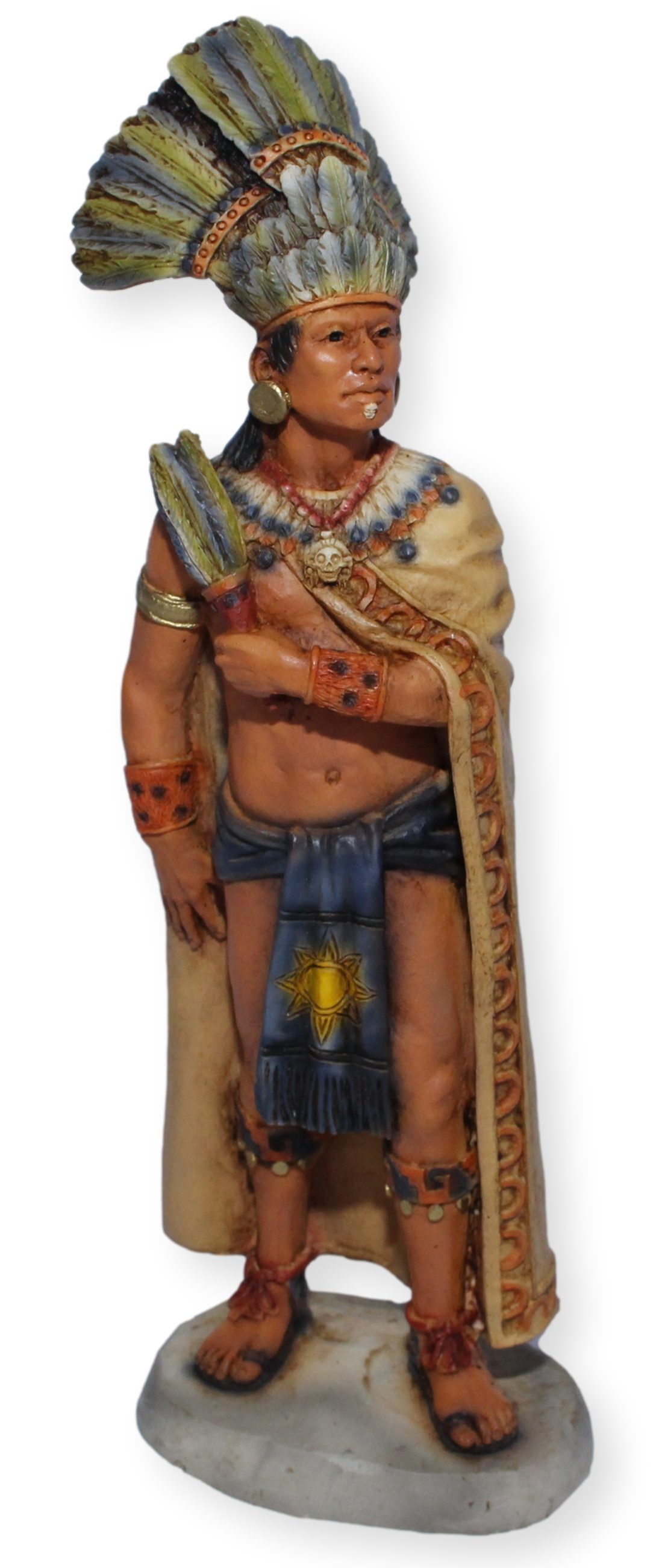 Castagna Dekofigur Native American Figur Moctezuma II. H 19 cm mit Kopfschmuck Herrscher des Reich der Azteken Dekofigur