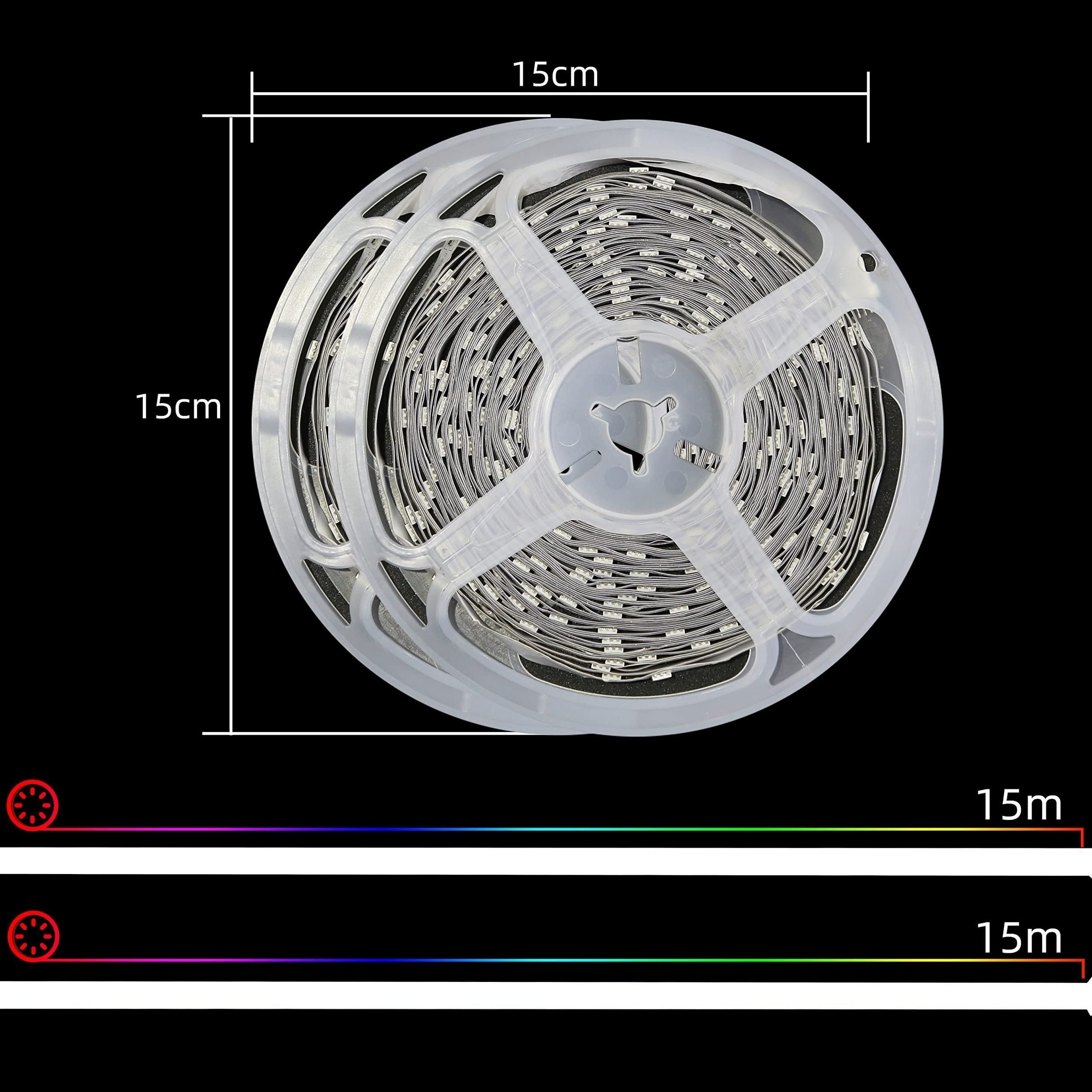 ZMH LED-Streifen 30m Streifen - Bluetooth Dimmbar mit Fernbedienung für Whonzimmer, 2*15M, Music Sync mit Ferbedienung RGB Esszimmer Flur