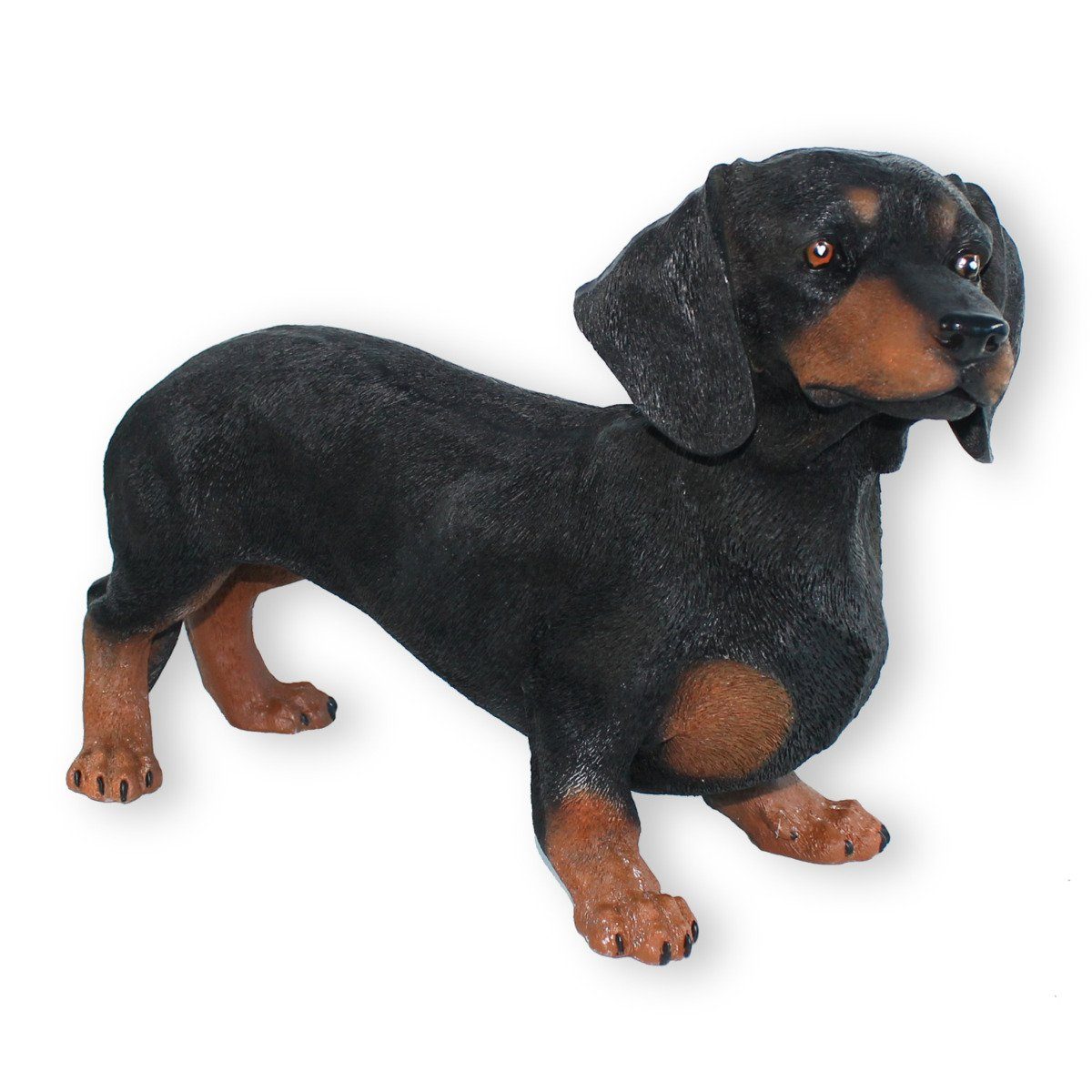 colourliving Tierfigur Hundefigur Dackel schwarz stehend Teckel
