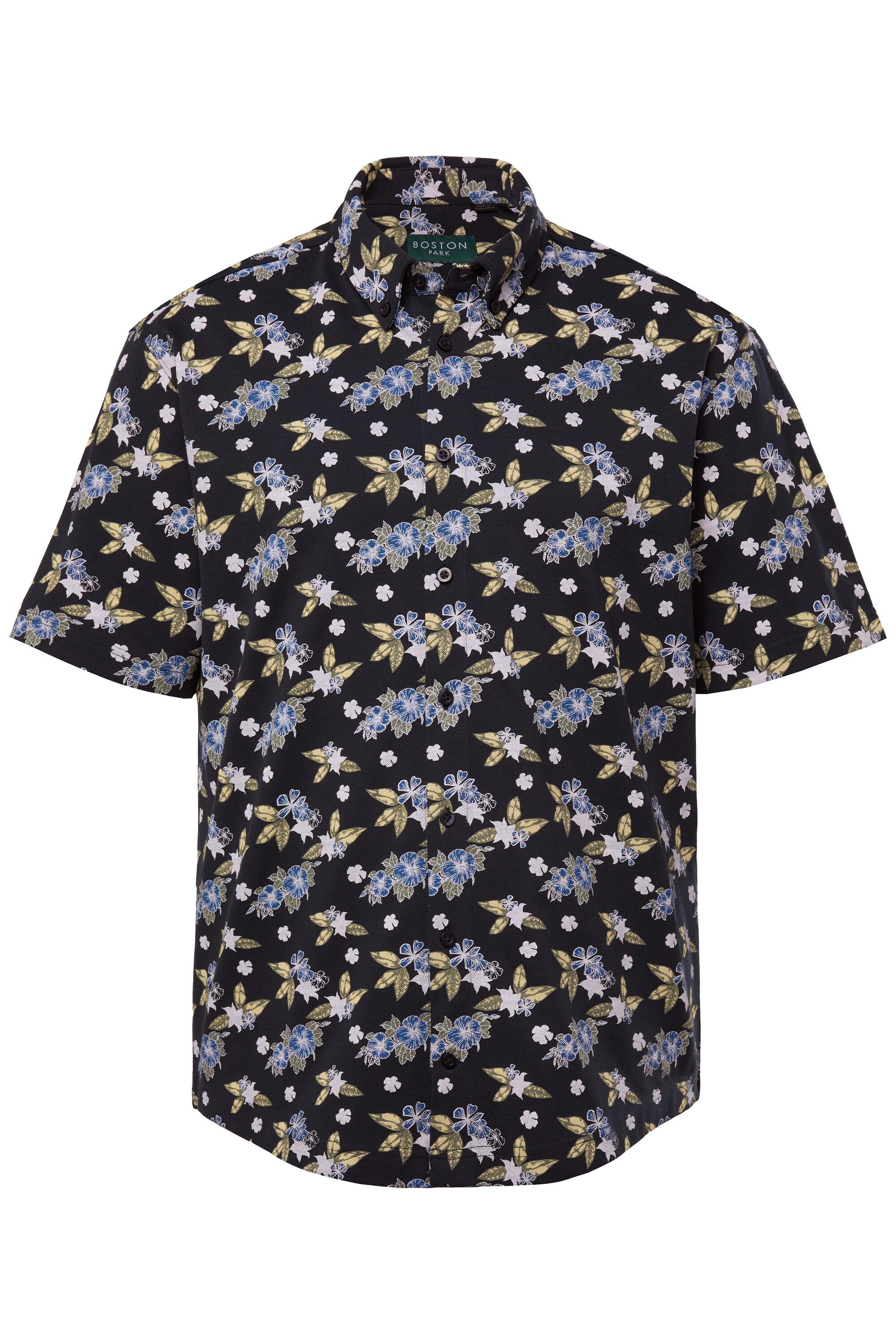 Boston Park Kurzarmhemd Boston Park Piqué-Hemd Halbarm Alloverprint