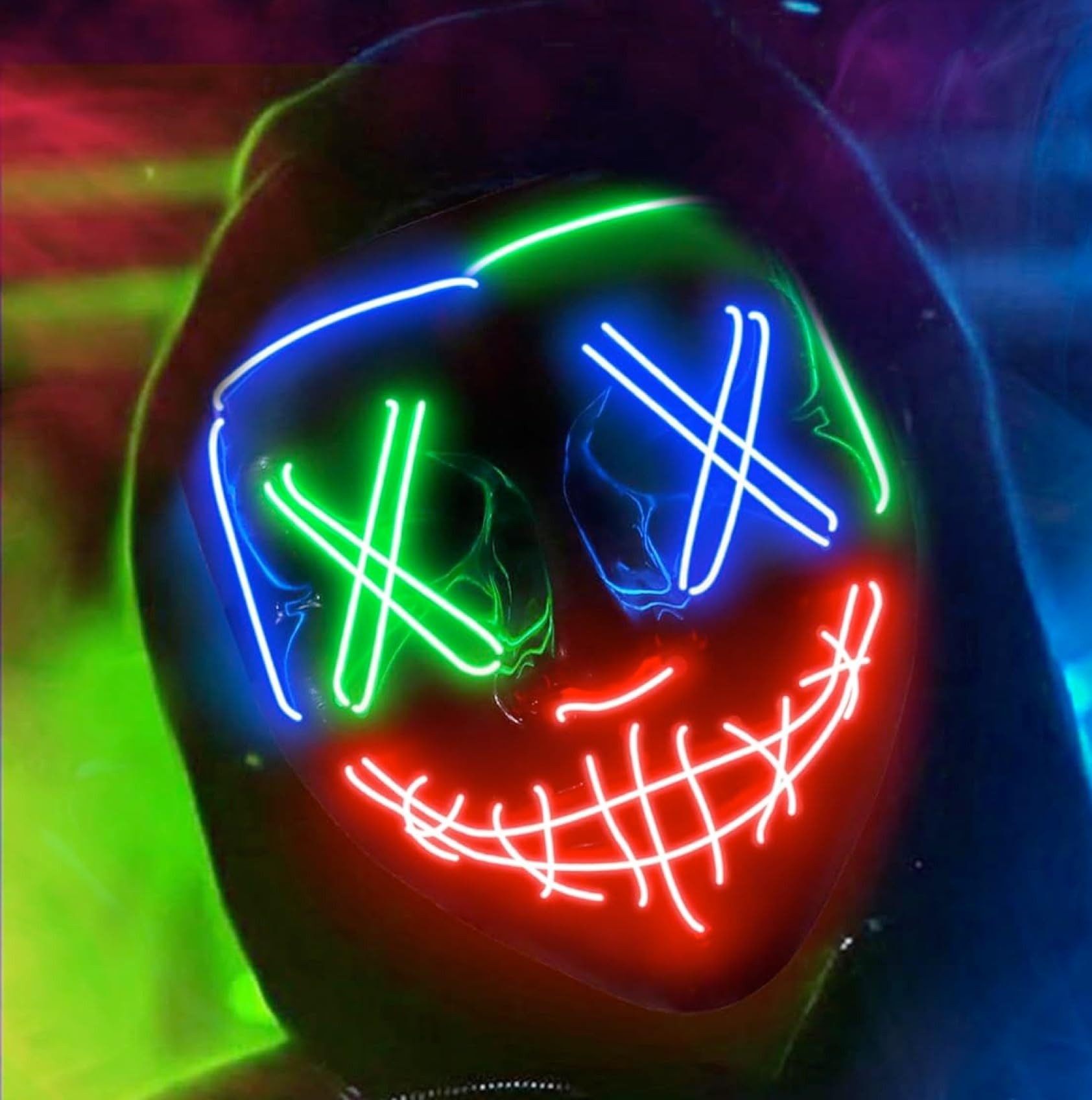 FASCHINFEVER Verkleidungsmaske LED Purge Maske - Halloween Kostüm Herren Halloween Maske, (Packung), mit Lichteffekten