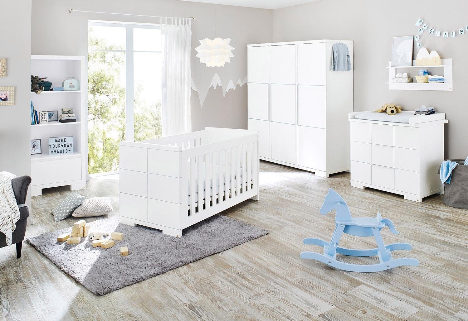 Pinolino® Babyzimmer-Komplettset Polar, (Set, 3-St., Kinderbett, Schrank,  Wickelkommode), breit groß; mit Kinderbett, Schrank