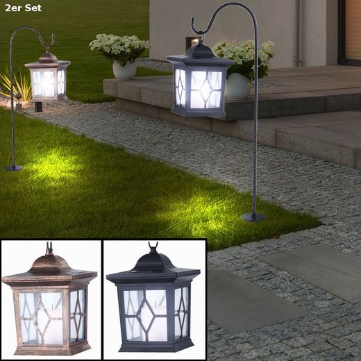 Gartenleuchte, 2er Set LED Solar Leuchten Steck Lampen