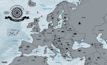 Goods+Gadgets Poster Scrape Off World Map Europa, (82 x 45 cm), XXL Weltkarte zum frei Rubbeln