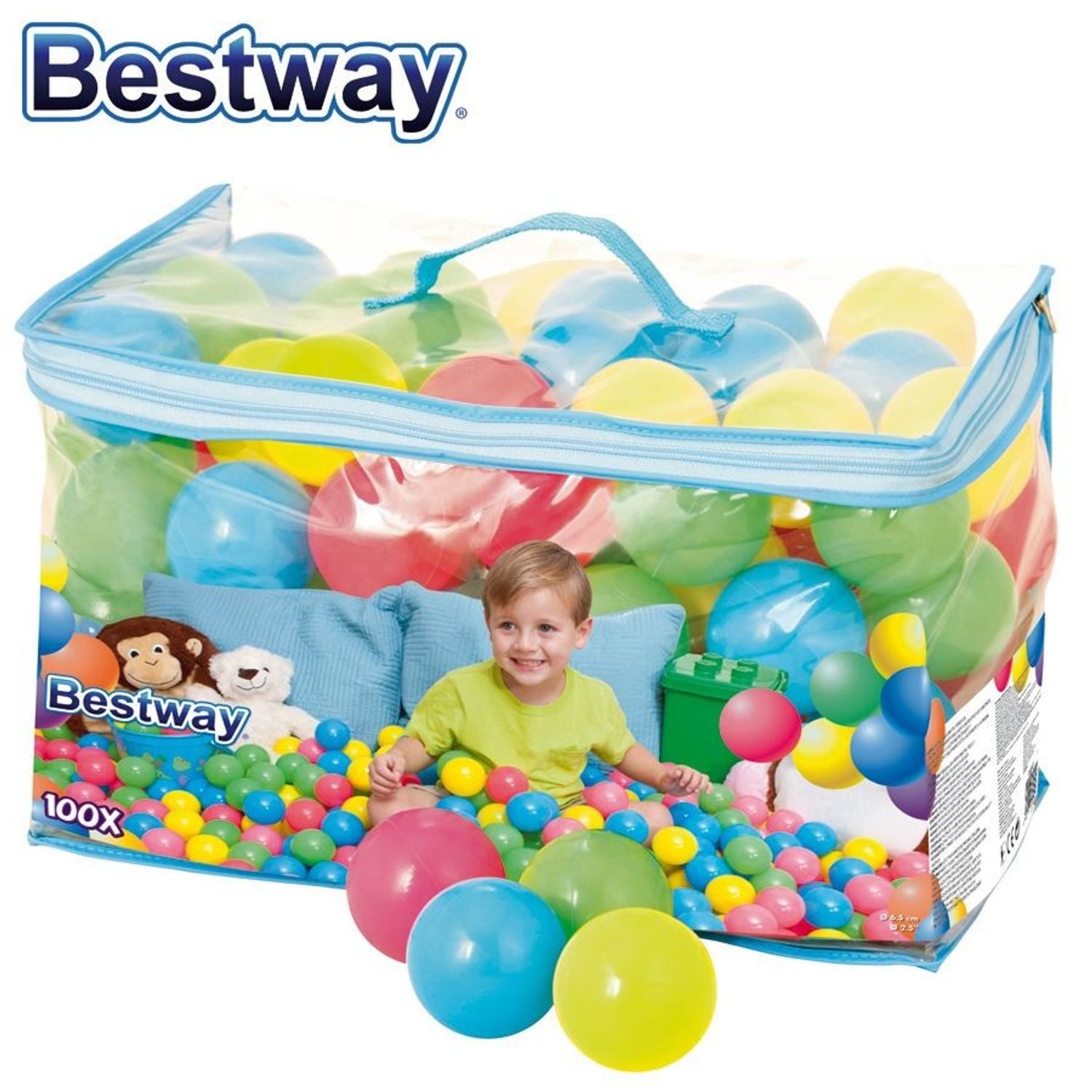 Bestway Softball Ballset 100 Stück Ersatzbälle Bällebad 4 Farben Spielbälle Kinderbälle (100-St)