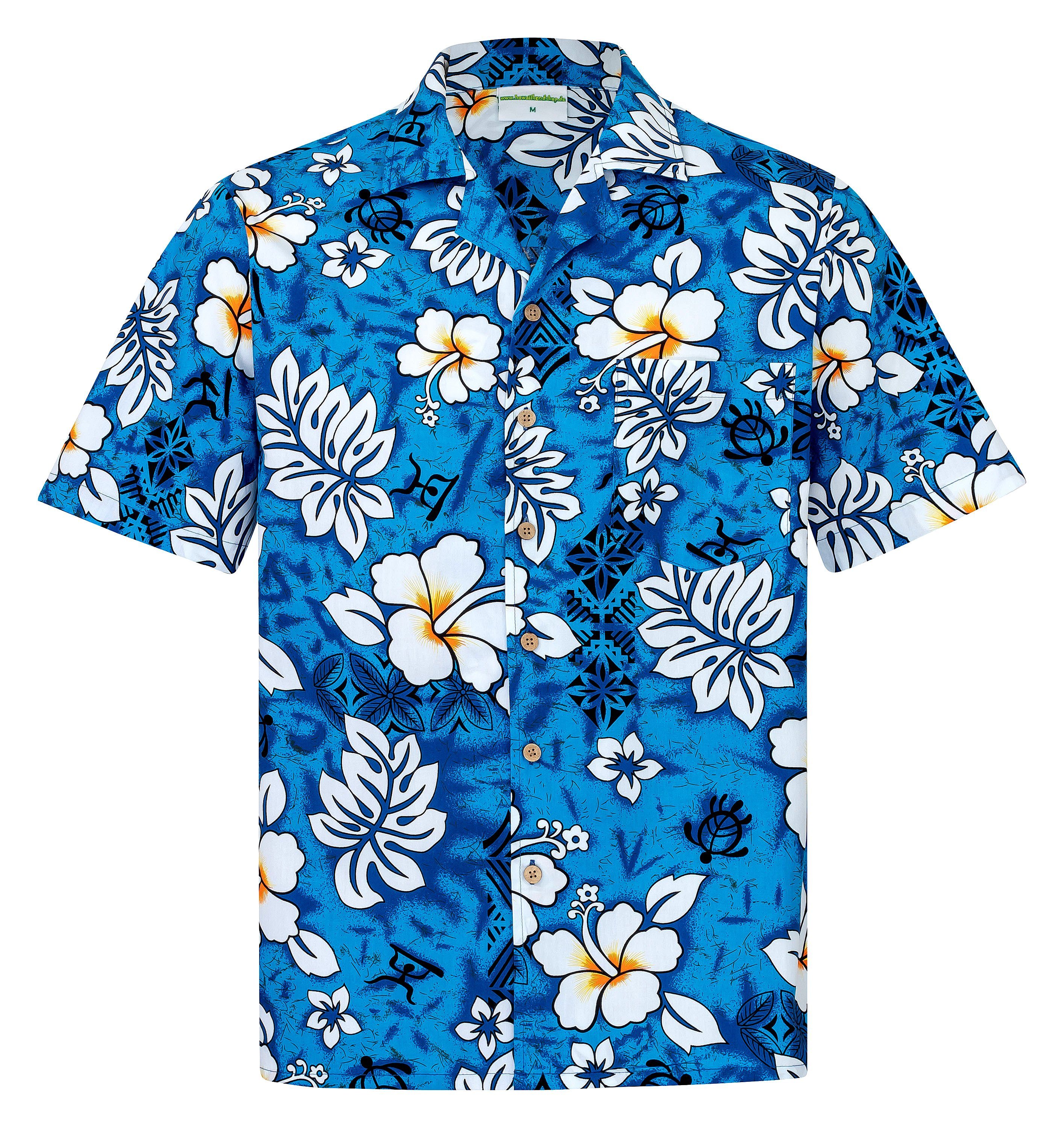 Hawaiihemdshop.de Hawaiihemd Hawaiihemdshop Hawaii Hemd Herren Baumwolle Kurzarm Blüten Shirt