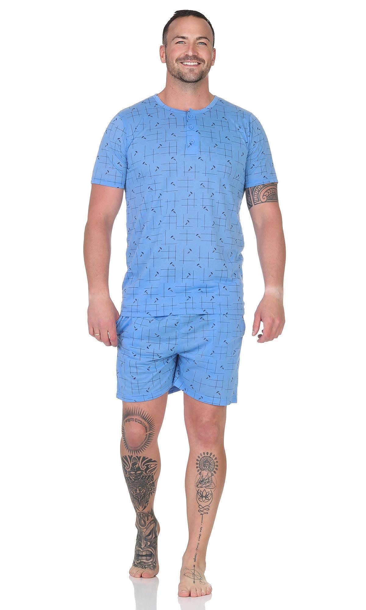 Capri-Pyjama Herren Pyjama Shorty und T-Shirt Schlafanzug, Gr. M L XL 2XL