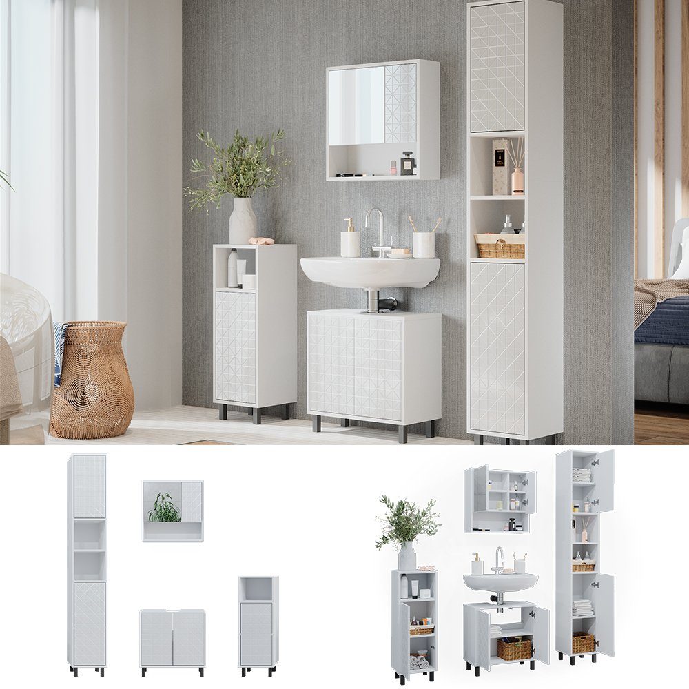 Vicco Badmöbel-Set Agasta, Weiß Hochglanz, 4 günstig online kaufen
