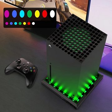 Tadow XBOX SERIES X/S Beleuchteter Ständer, RGB LED Ständer, Zubehor für Xbox Contoller (7 Farben, mit 3 USB C Hub 2.0 Anschlüssen, schwarz)