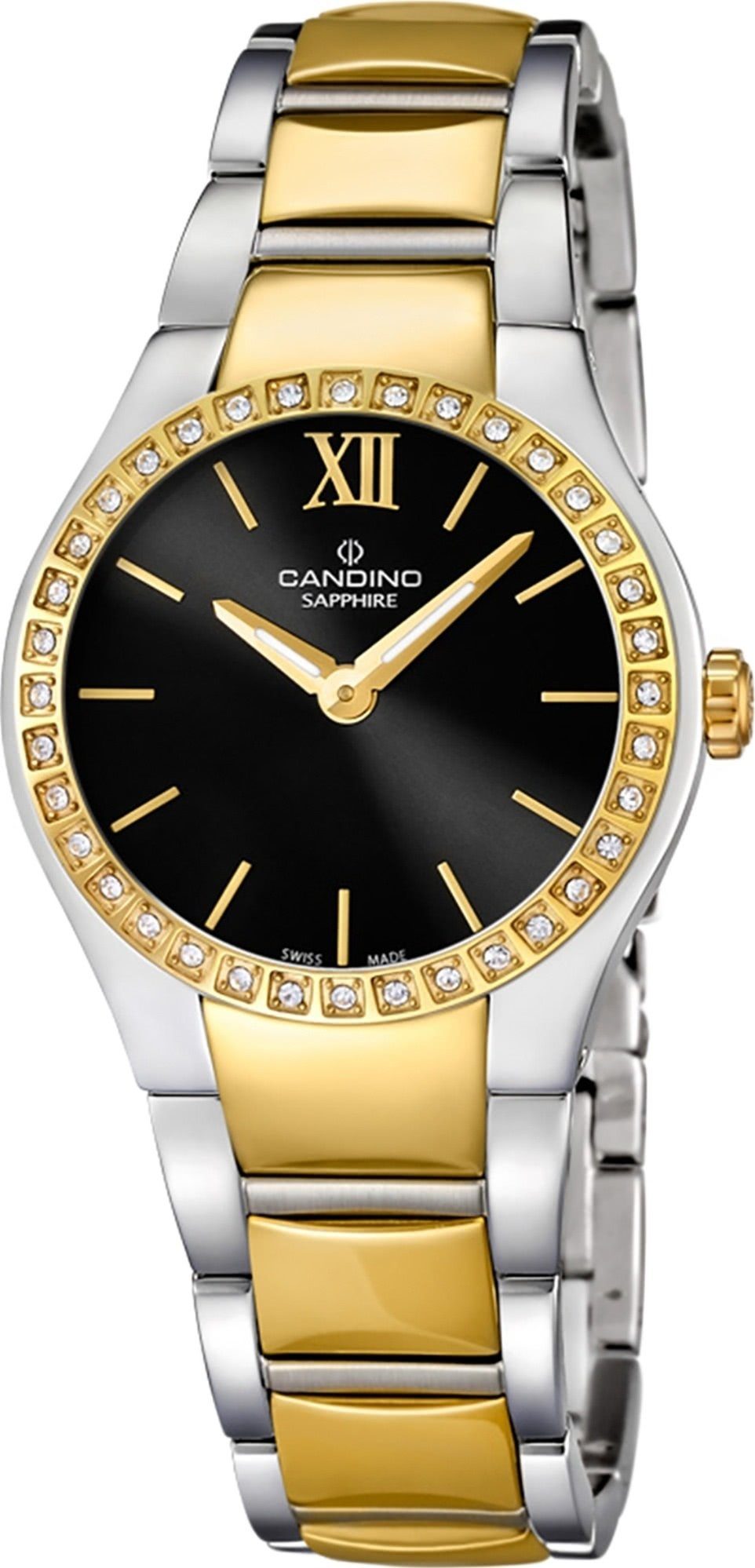 Candino Quarzuhr Candino PVD C4538/3, Gelbgold Damen silb Quarzwerk Uhr Edelstahl rund, Beschichtungarmband Damen Armbanduhr