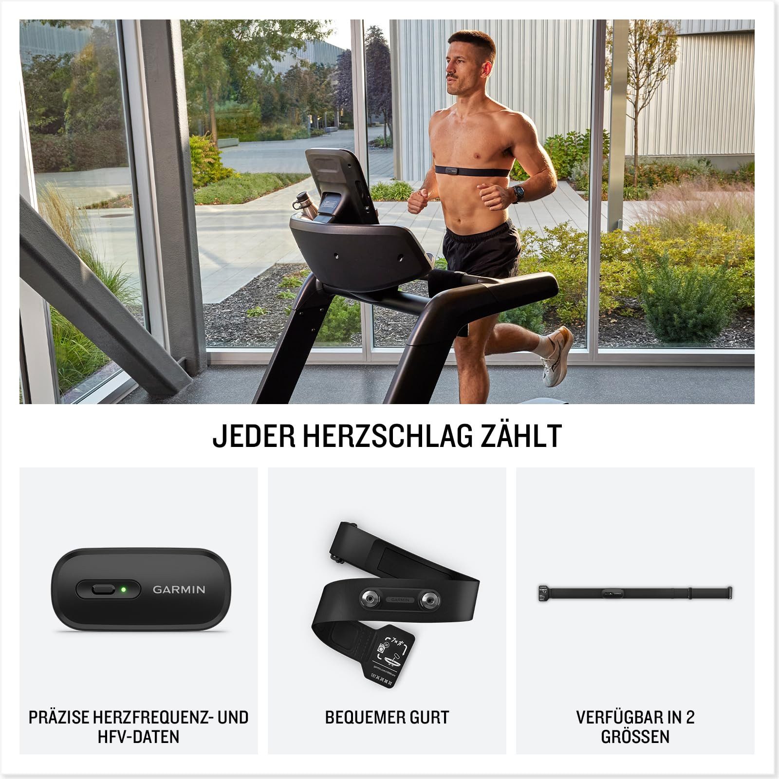 Garmin Uhrenarmband HRM 200 Brustgurt M-XL, Bluetooth/ANT+ Herzfrequenzgurt, Wasserfest, verstellbar – Bild 2 von 5