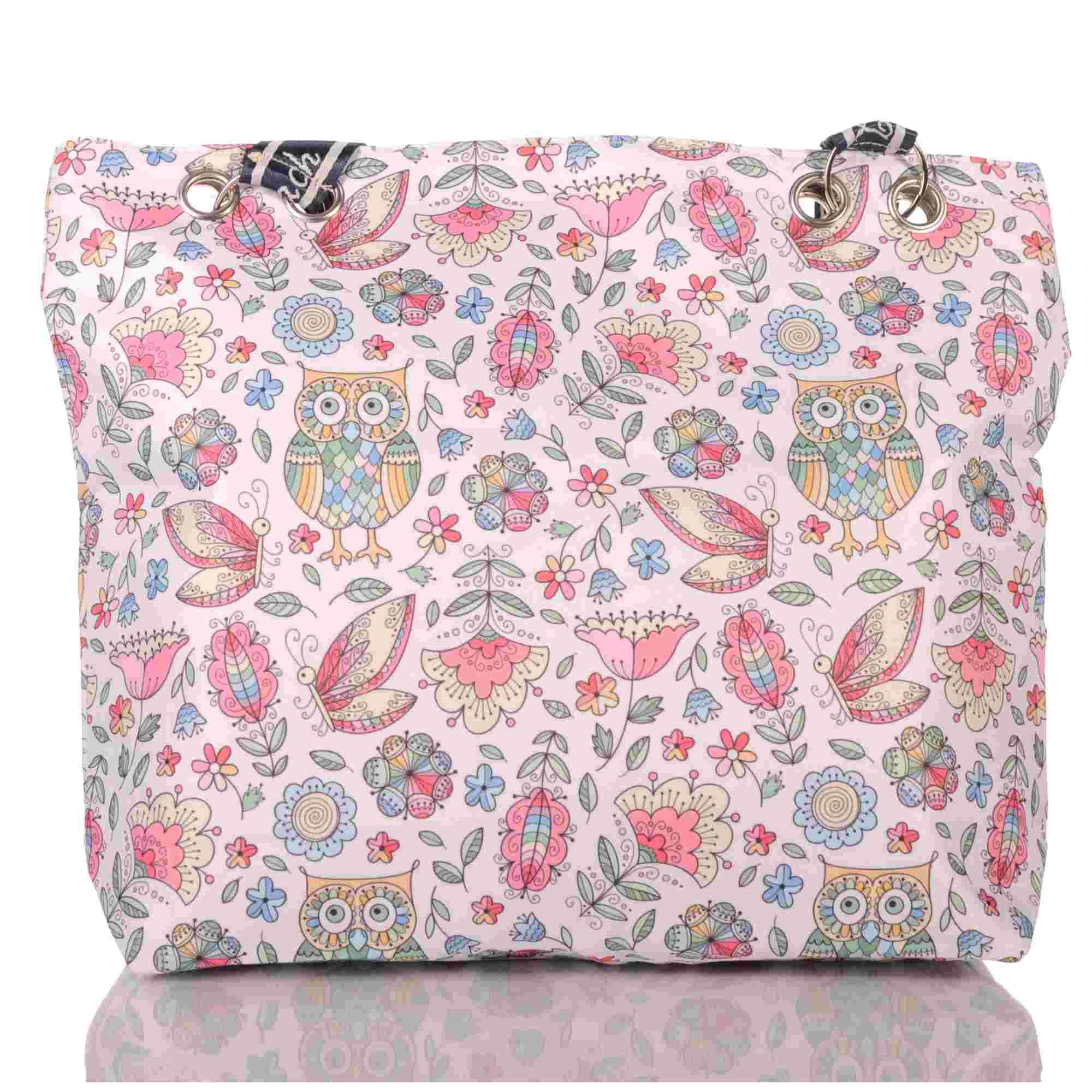 KMISSO Umhängetasche Strandtasche mit floralem Eulenmotiv 30750 (1-tlg), im eleganten Look