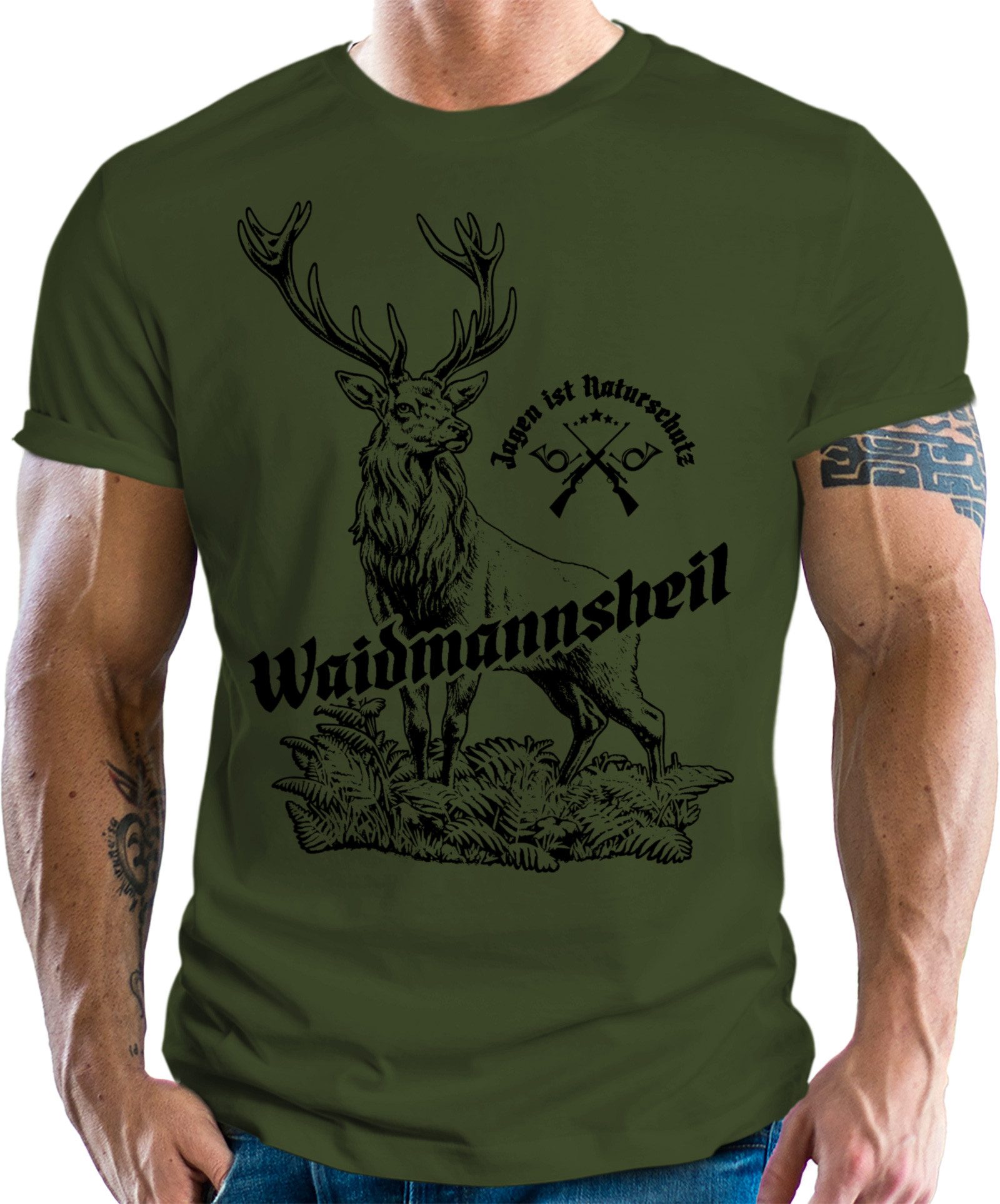 LOBO NEGRO® T-Shirt für Jäger: Waidmannsheil - Jagen ist Naturschutz