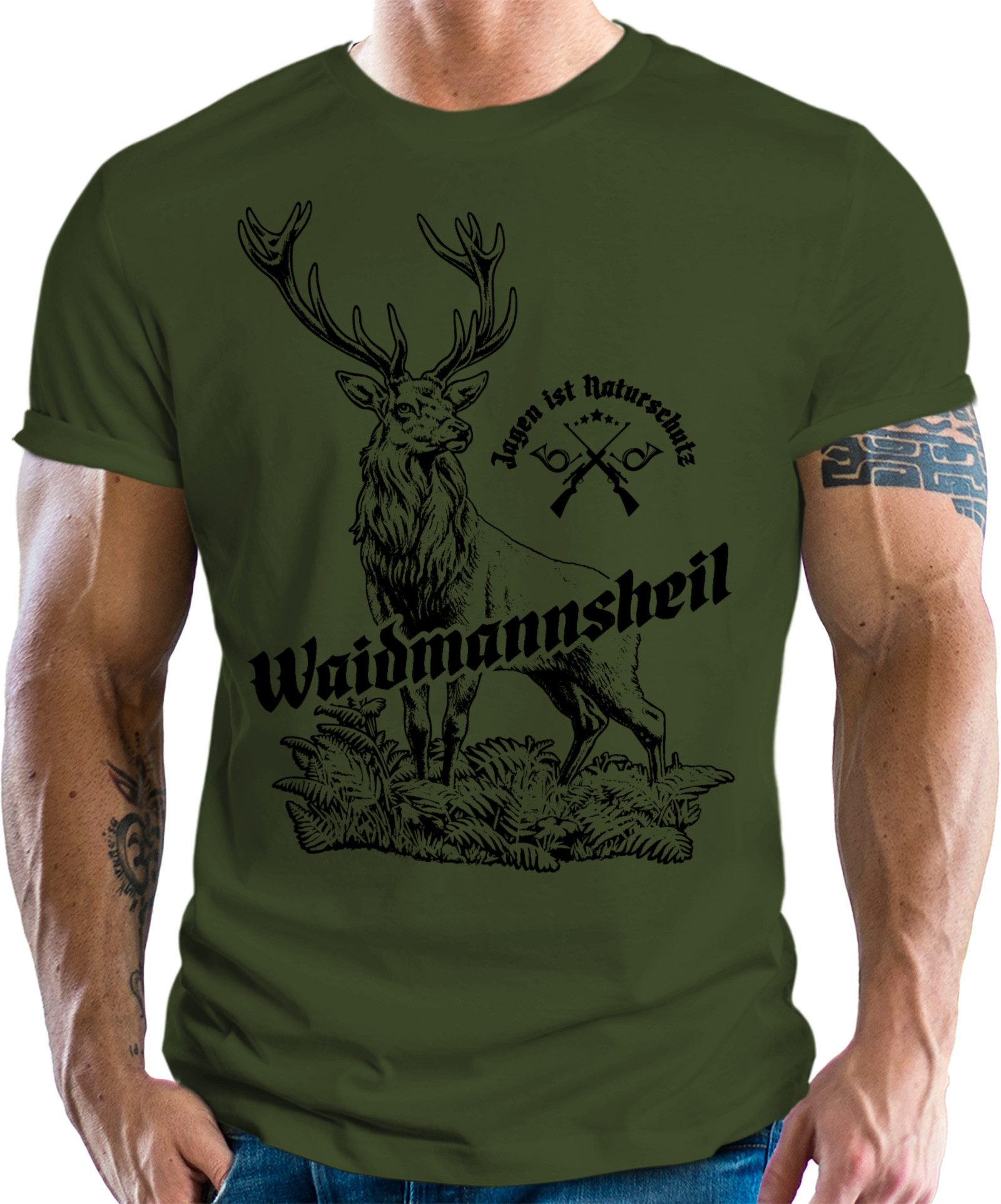 T-Shirt für Jäger: Waidmannsheil - Jagen ist Naturschutz