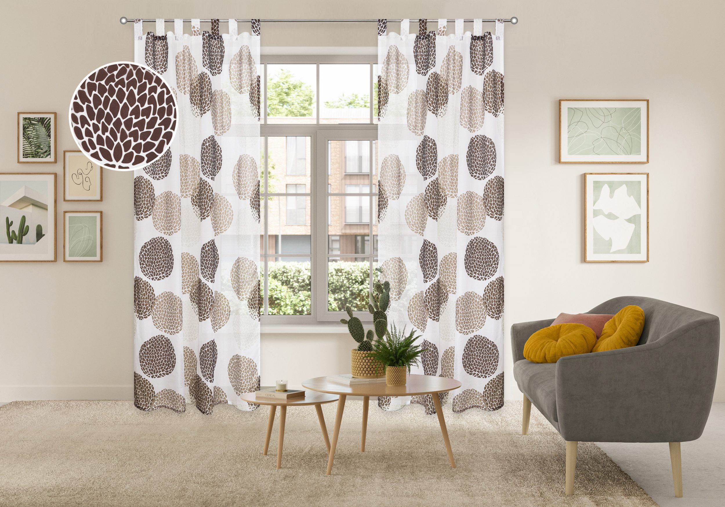 OTTO home Gardine Belem (1 St), Schlaufen, transparent, Voile, 1 oder 2 Schals, Vorhang, Fertiggardine, Kreise