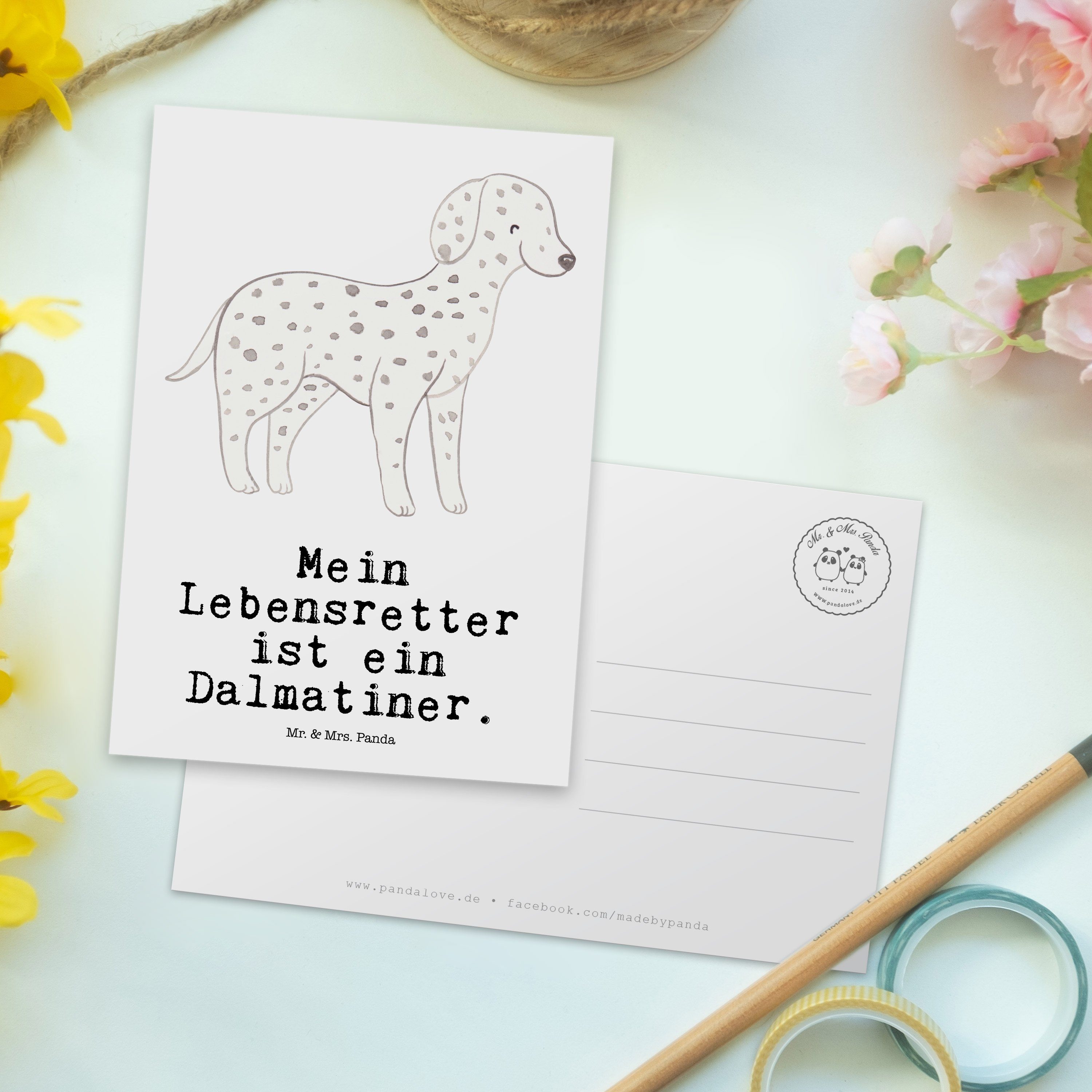 Geschenkkarte, Mr. Dalmatiner Postkarte Geschenk, & Mrs. Weiß Lebensretter Panda - Ansichtskar -