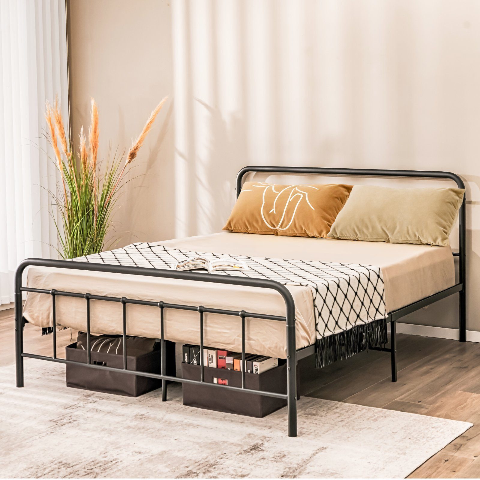 COSTWAY Bettgestell, mit Lattenrost, für 200x160cm günstig online kaufen