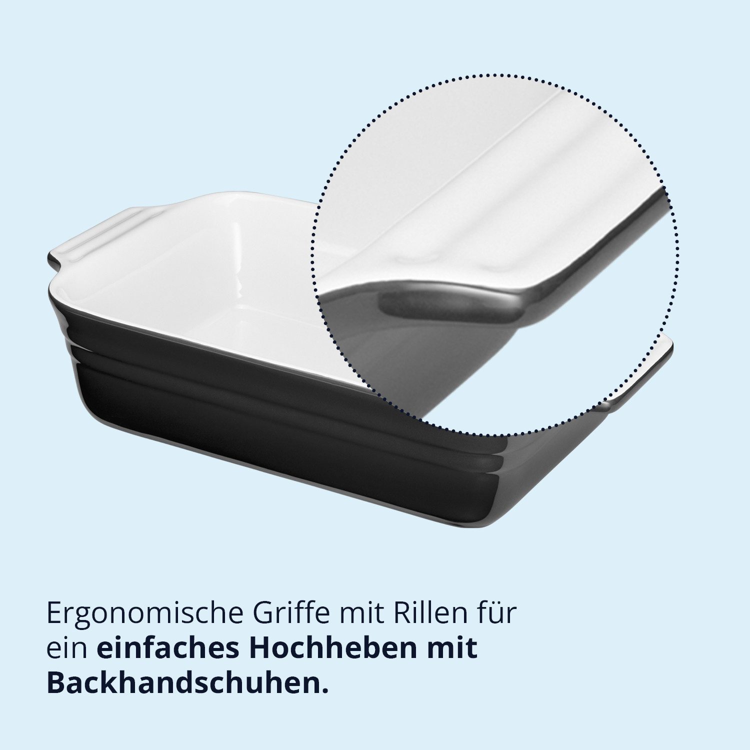 KHG Auflaufform mittel 26 cm Schwarz 1-2 Personen, Steingut, (1-St), Antihaft (mit Emaile glasiert) – Bild 5 von 5