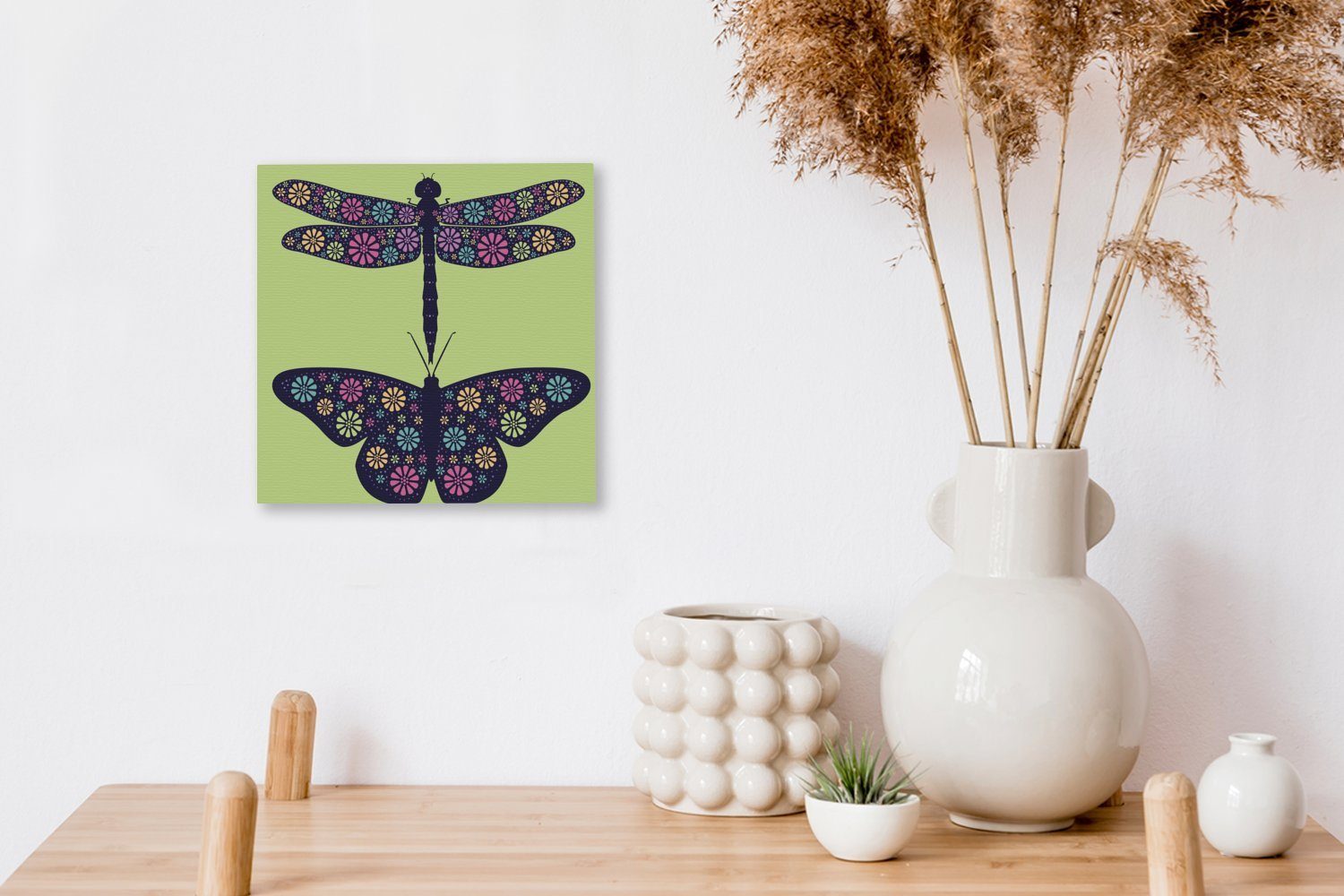 OneMillionCanvasses® Eine Bilder Schlafzimmer einer für eines Leinwandbild und Libelle Illustration Wohnzimmer Schmetterlings, (1 St), Leinwand