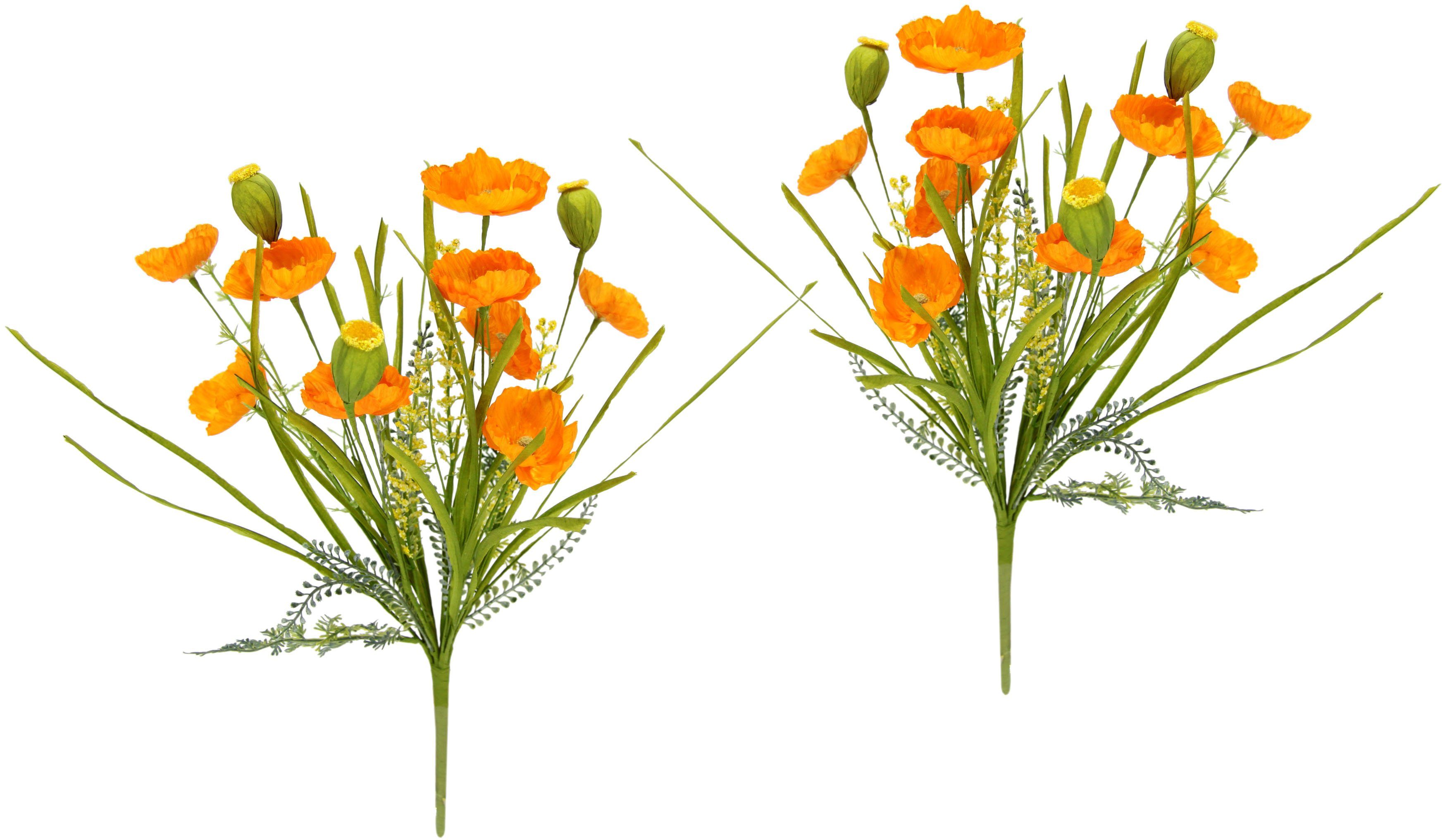 Kunstblume Mohnblumen, my home, Höhe 47 cm, 2er Set orange