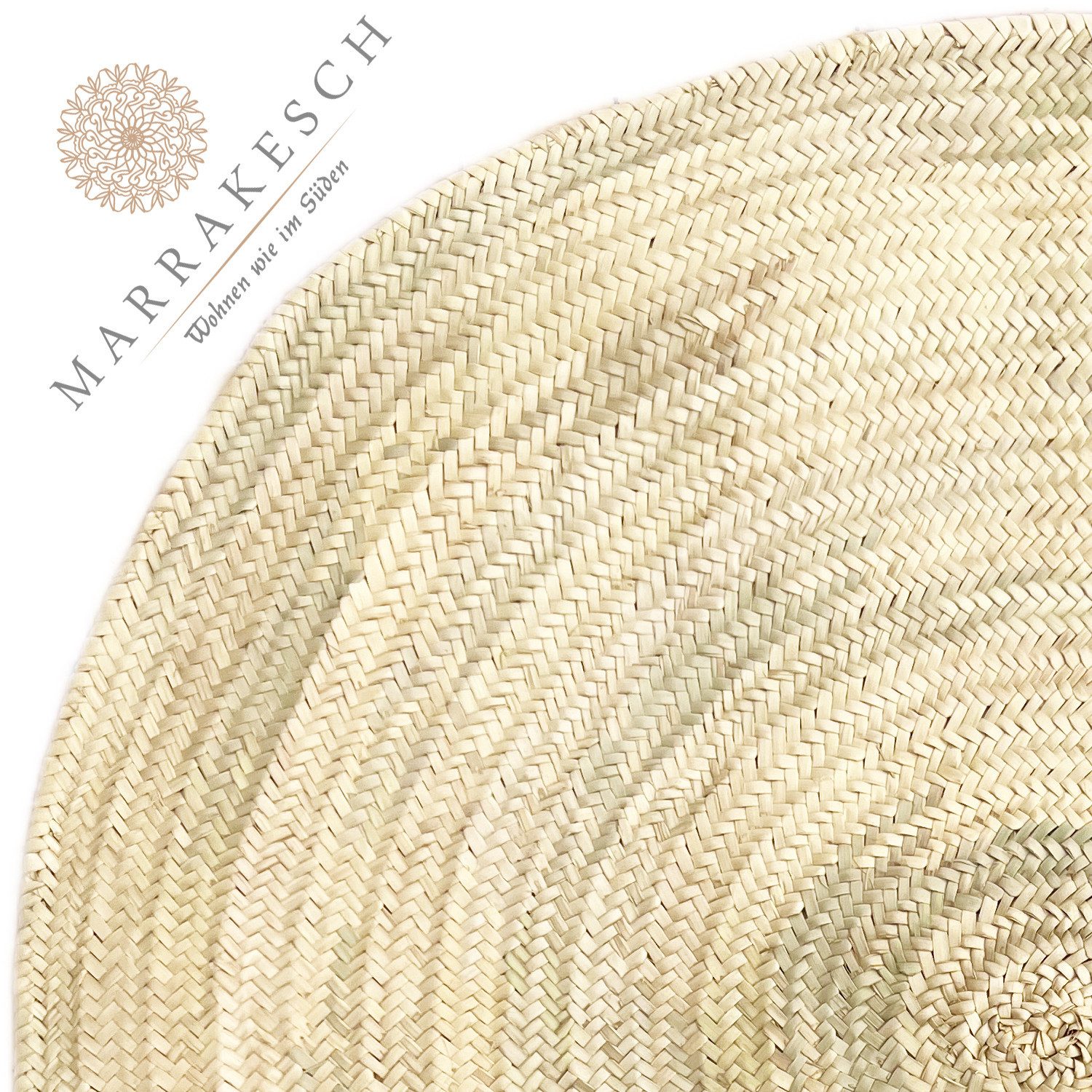 Marrakesch Orient & Mediterran Interior Teppich Boho Teppich Pampa handgefertigt aus Palmblatt in Beige Natur 80 cm, Höhe: 1 mm, Handarbeit