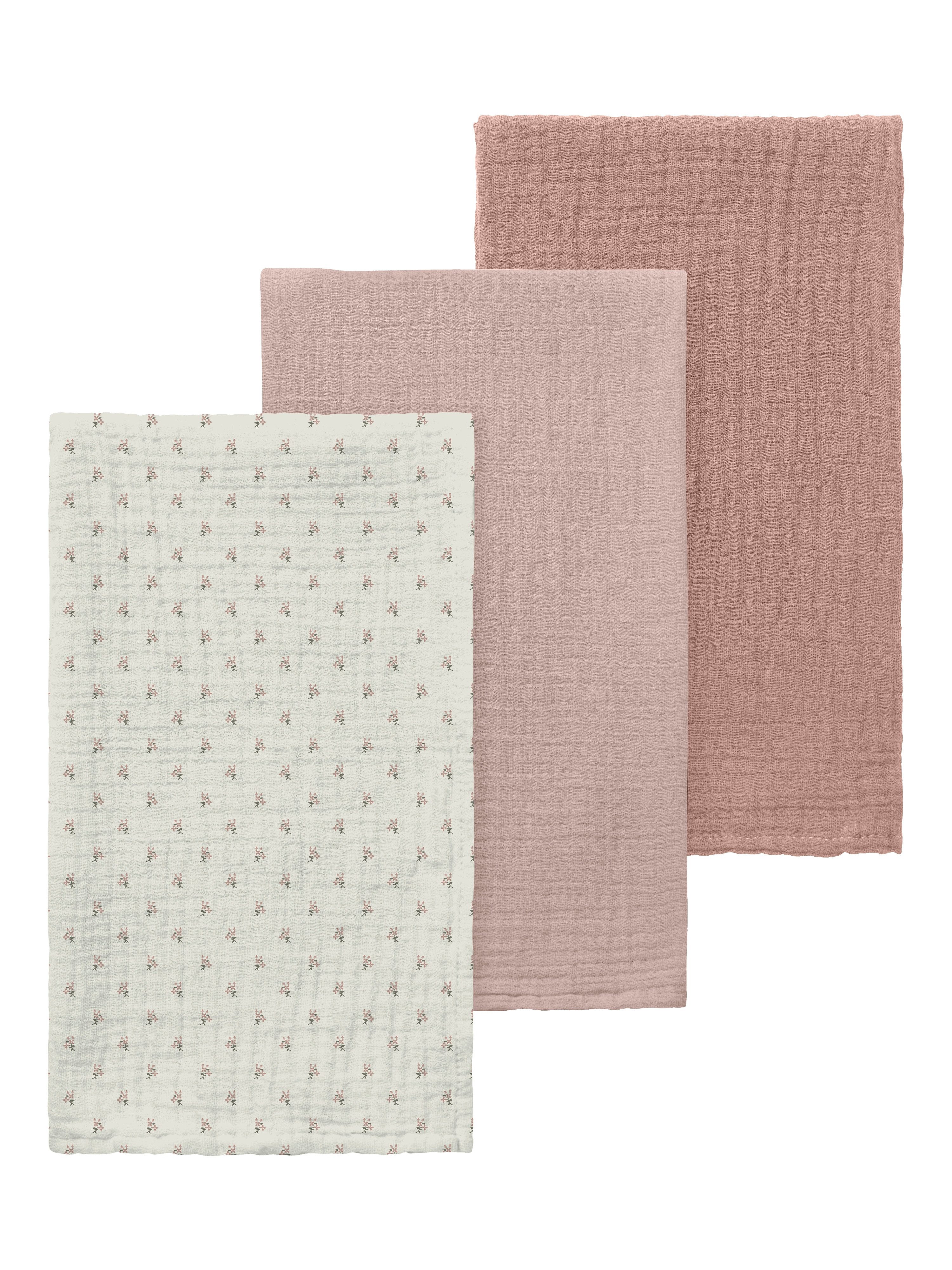 Lil' Atelier Multifunktionstuch NBNISLEYS 3PACK NAPPIES LIL NOOS, (Packung, 3-St), aus Baumwolle, bequeme Passform, mit Blumenmuster und Uni-Look