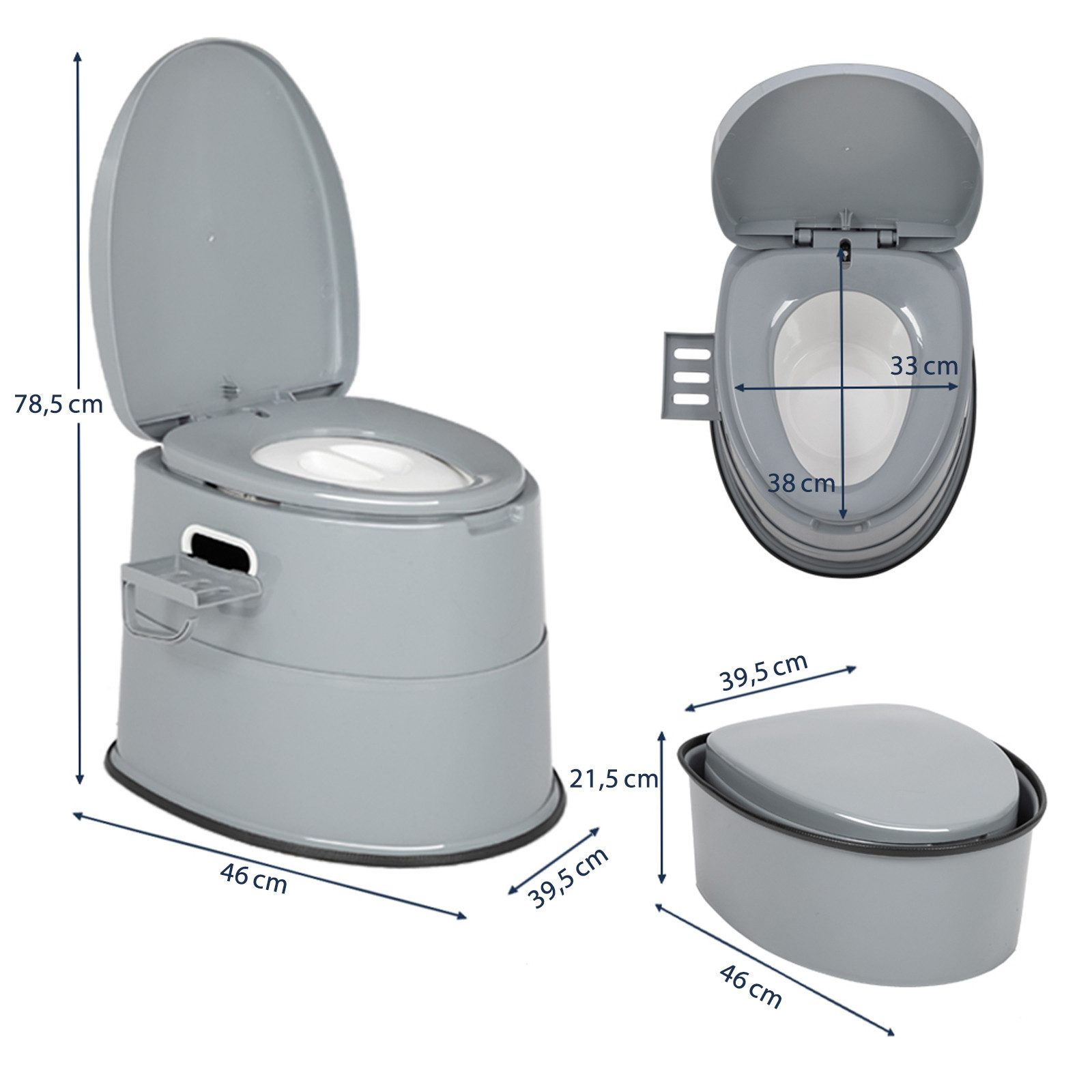 Bonnlo Campingtoilette tragbar, mobile Toilette mit Sitz, Deckel und Toilettenpapierhalter, (1-St), Leicht, stabil, multifunktional & leicht zu reinigen