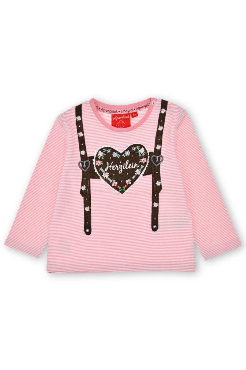 BONDI Trachtenkleid Trachtenshirt Baby/Kleinkind - HERZILEIN II - rosa/weiß