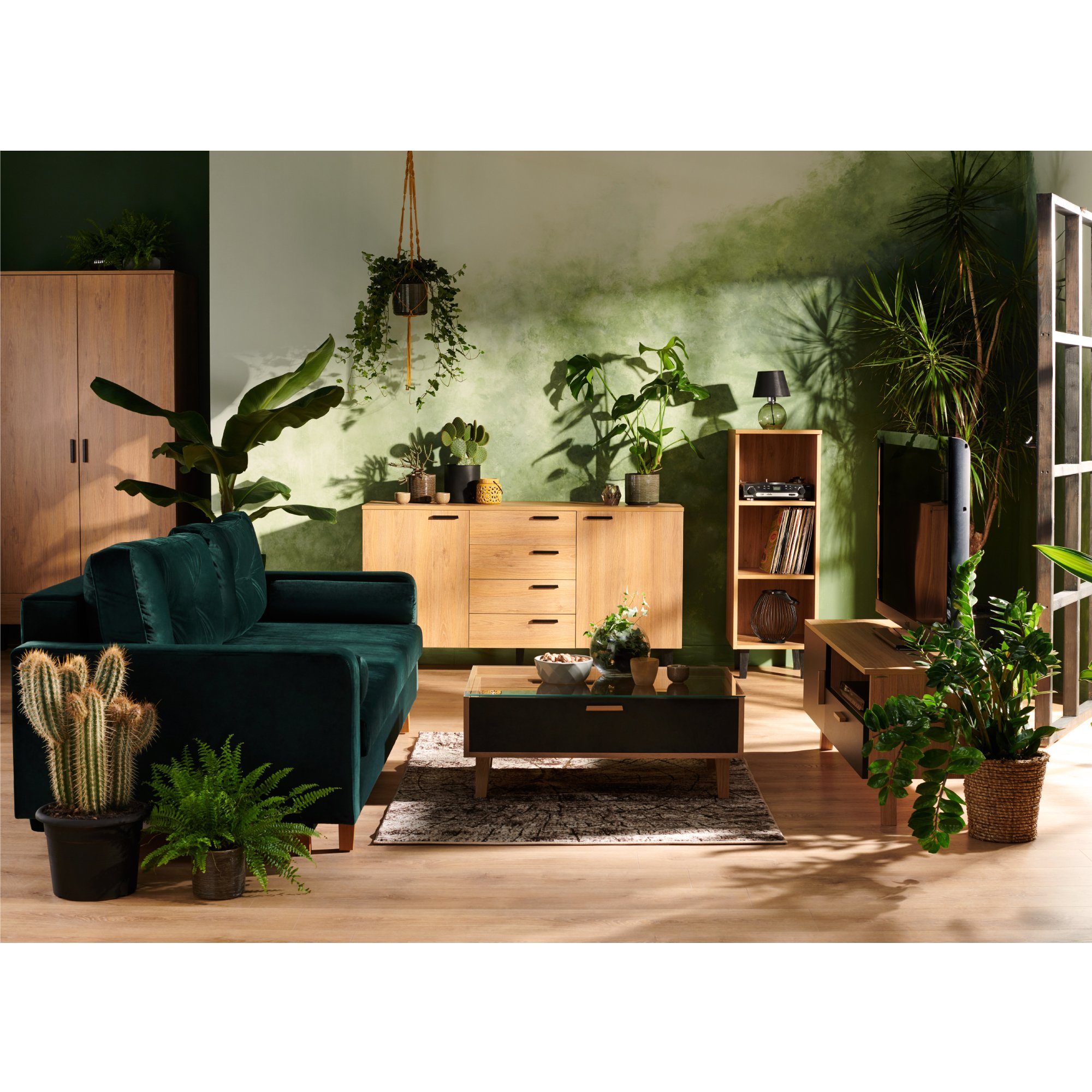 KONSIMO® Highboard FRISK Türkommode Hochkommode, 6 Einlegeböden, 4 Türen, Skandinavischer Stil