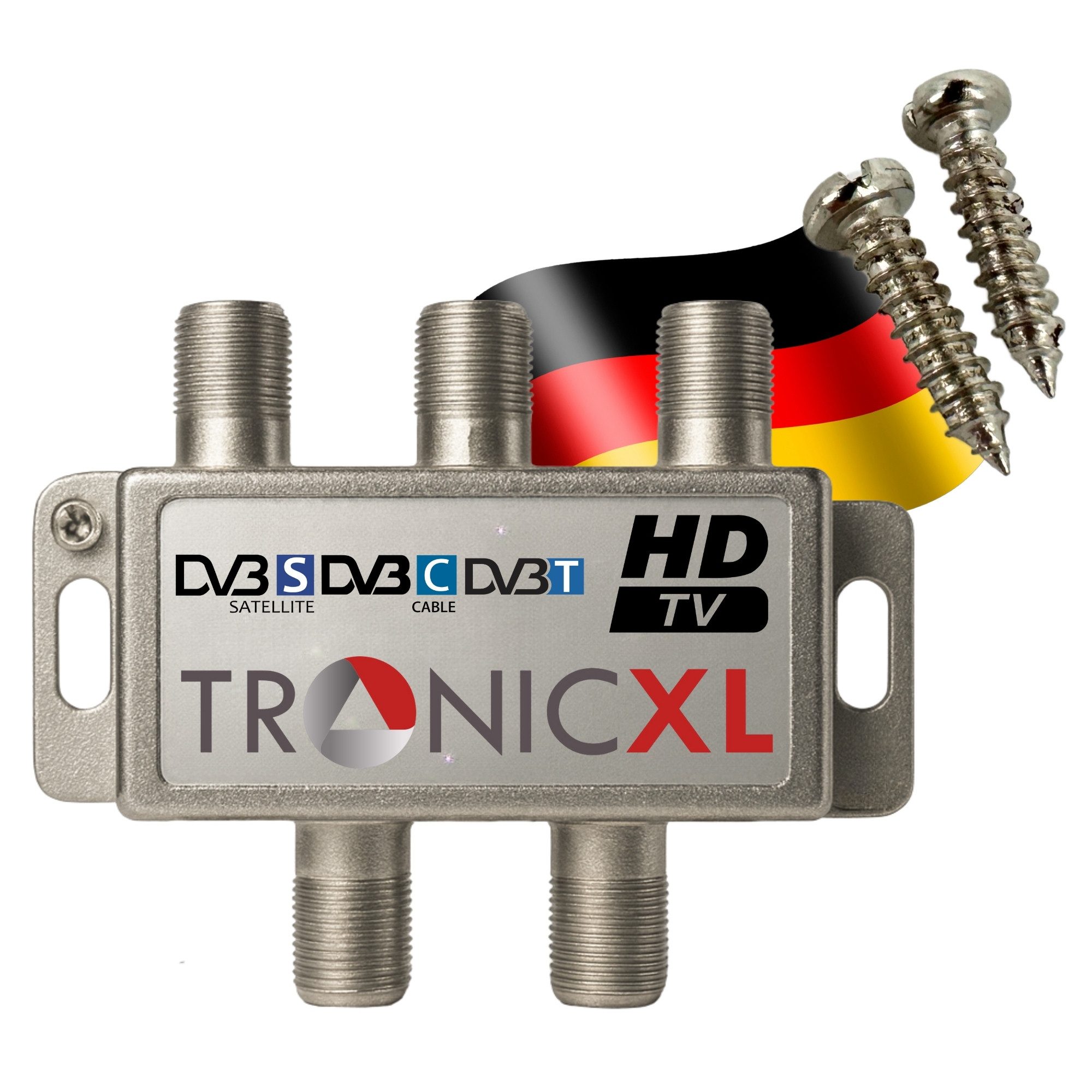 TronicXL SAT-Verteiler DVBT DVBC DVBS Sat F-Splitter 4-fach Antennenverteiler Splitter TV HD