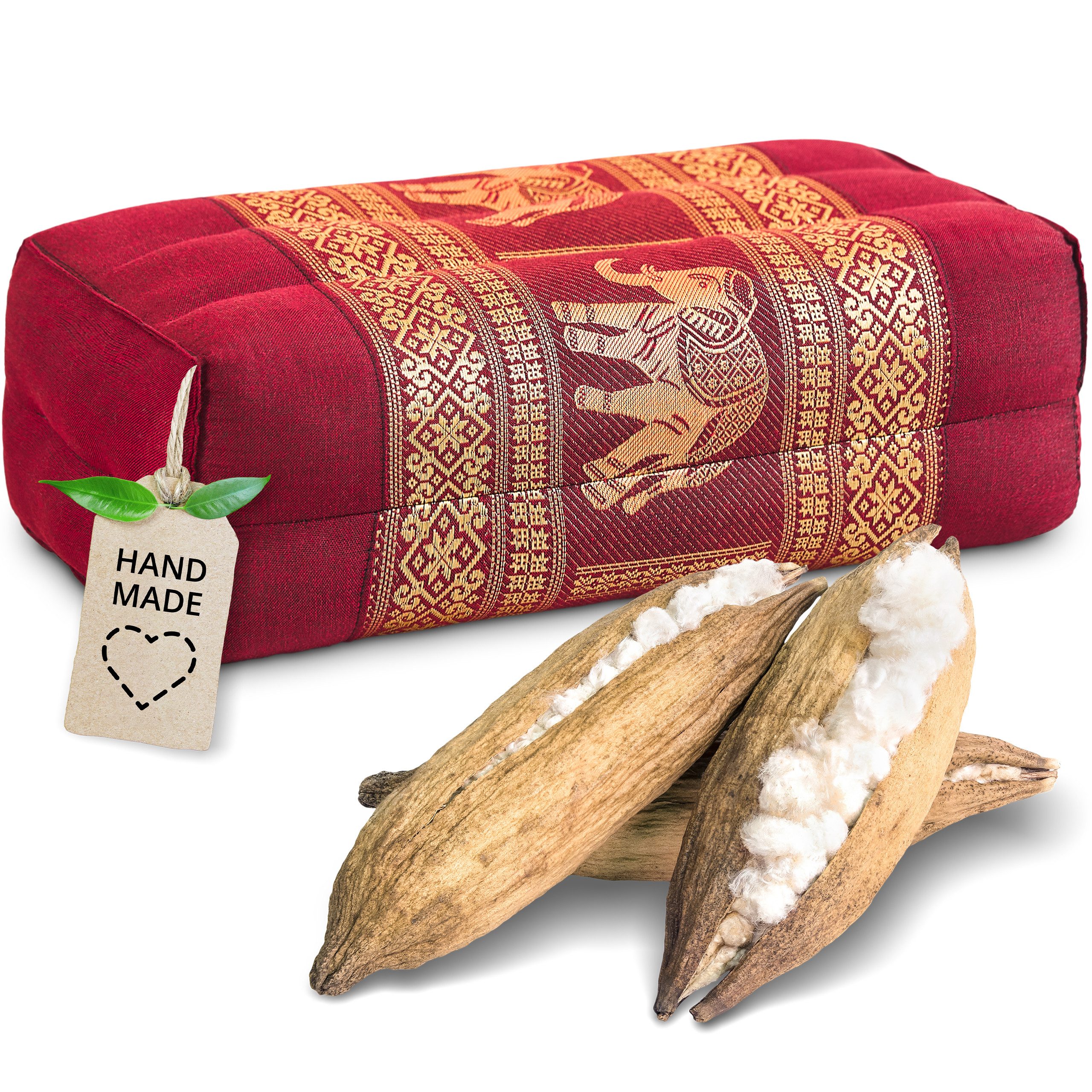 livasia Stützkissen Yogakissen (Deluxe) - 17x34x12cm, Kapok, vegan, handgefertigt