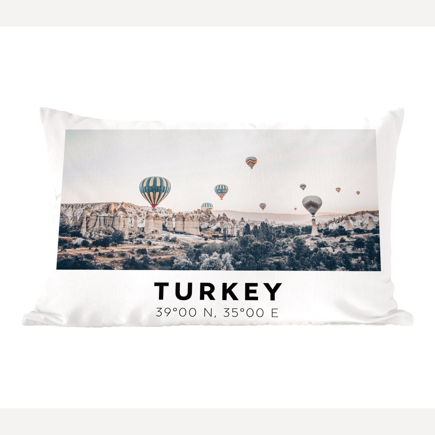 MuchoWow Dekokissen Türkei - Kappadokien - Heißluftballon - Berge, Wohzimmer Dekoration, Zierkissen, Dekokissen mit Füllung, Schlafzimmer