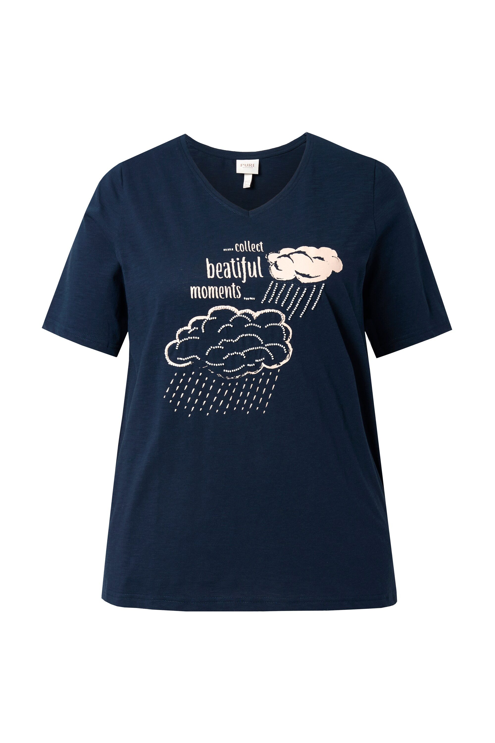 Ulla Popken Longshirt T-Shirt Zierperlen Rundhals Halbarm Biobaumwolle günstig online kaufen