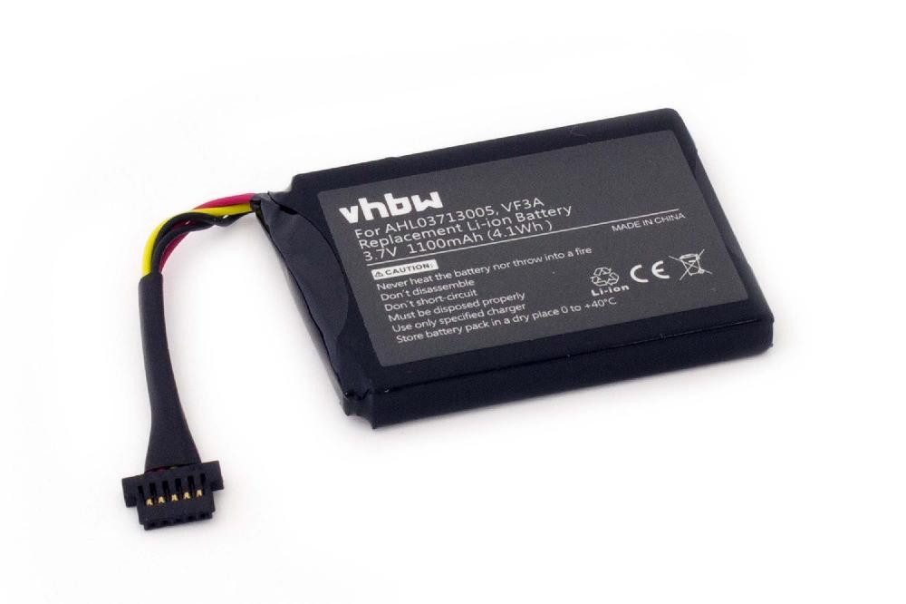 vhbw Ersatz für TomTom VF3A, AHL03713005 für Akku Li-Ion 1100 mAh (3,7 V)