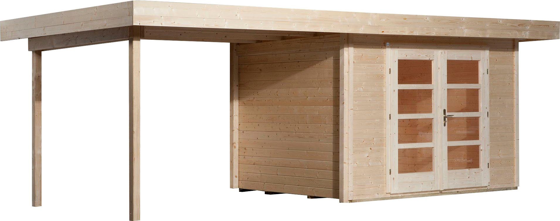 weka Gartenhaus Plus, 645x377 Rückwand: BxT: cm (Set), cm, 126 Gesamthöhe: mit Anbaudach, Designhaus 240 249 cm