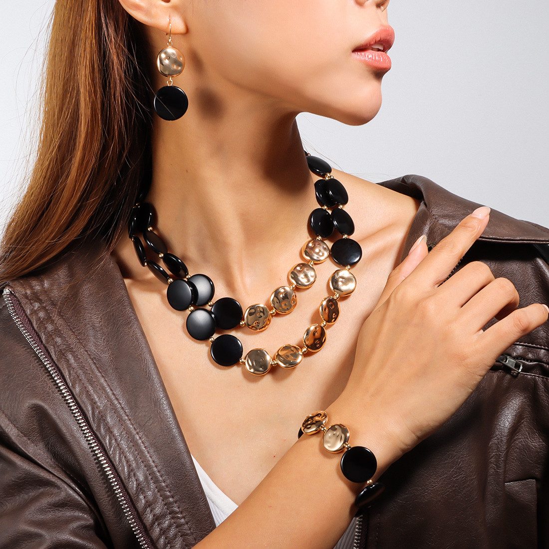 KARMA Schmuckset Damen Schwarz Gold od. günstig online kaufen