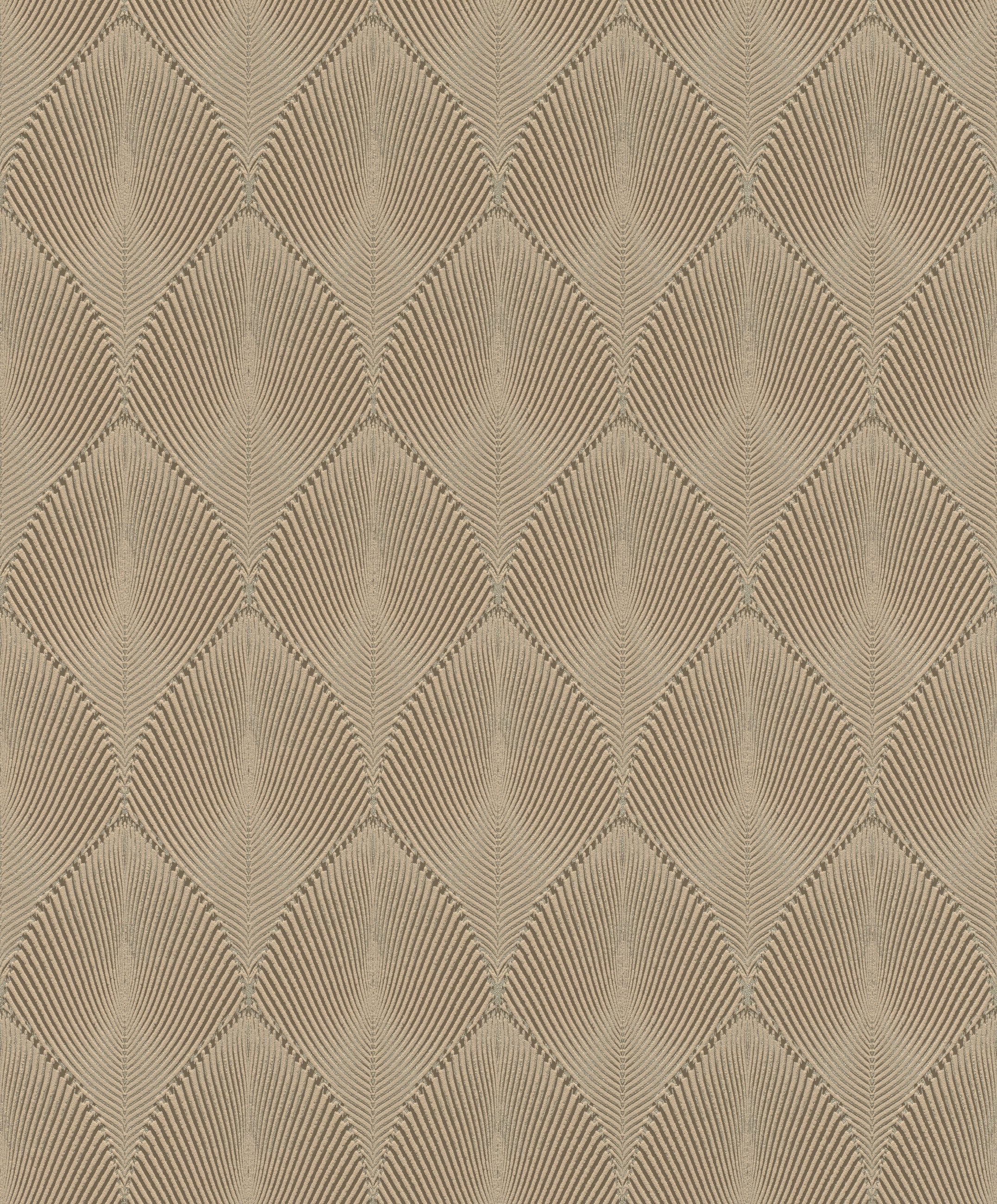 Rasch Vliestapete Pfauenfeder - Vliestapete Gold, Floral, (1 Rolle, 1 St., 10,05 m x 0,53 m), gute Lichtbeständigkeit, feucht abwischbar, restlos abziehbar