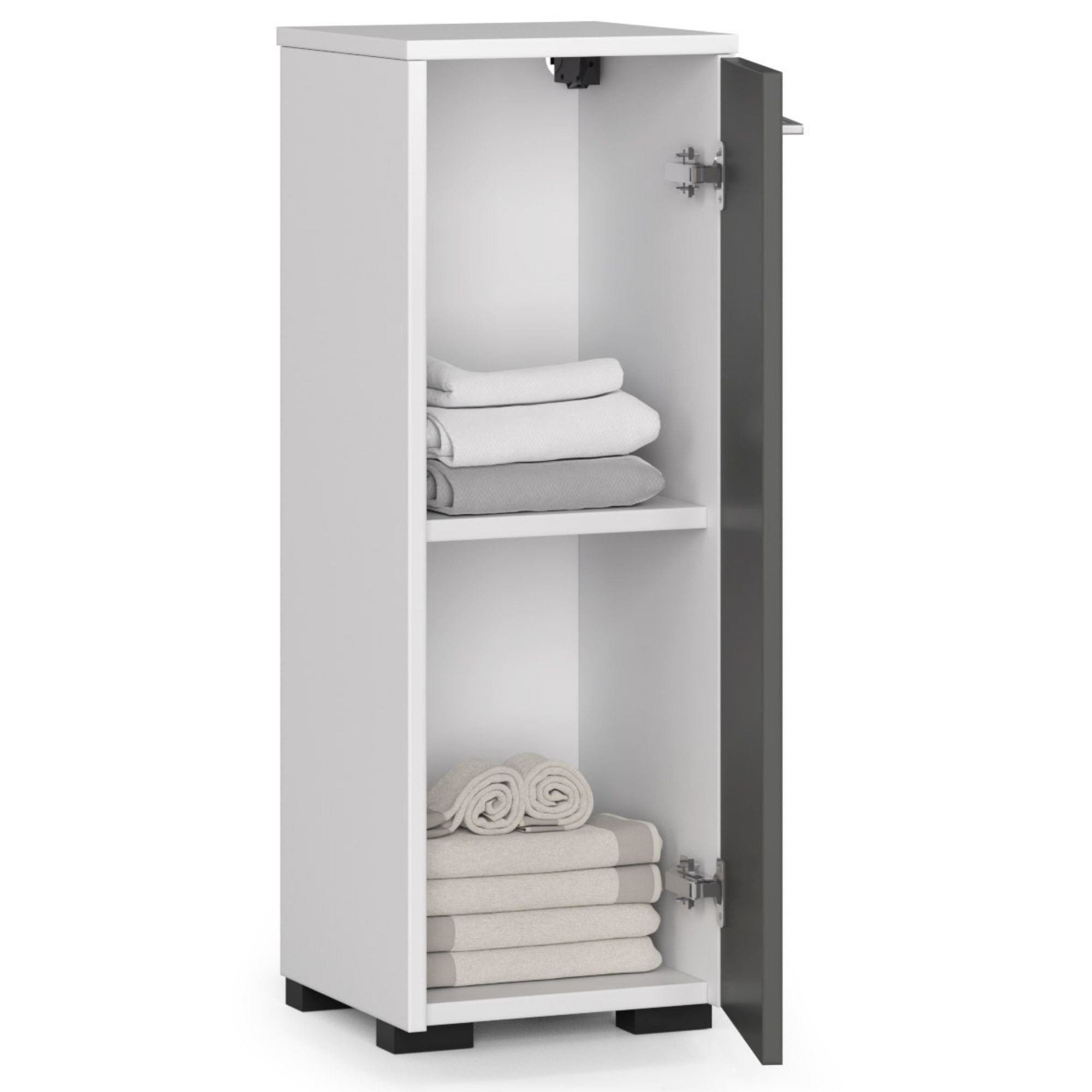 Raumhirsch Furniture Badkommode Badunterschrank Standschrank - 84 cm Höhe - Badezimmermöbel, 2 große Innenregale - feuchtigkeitsresistent, 30 cm breit