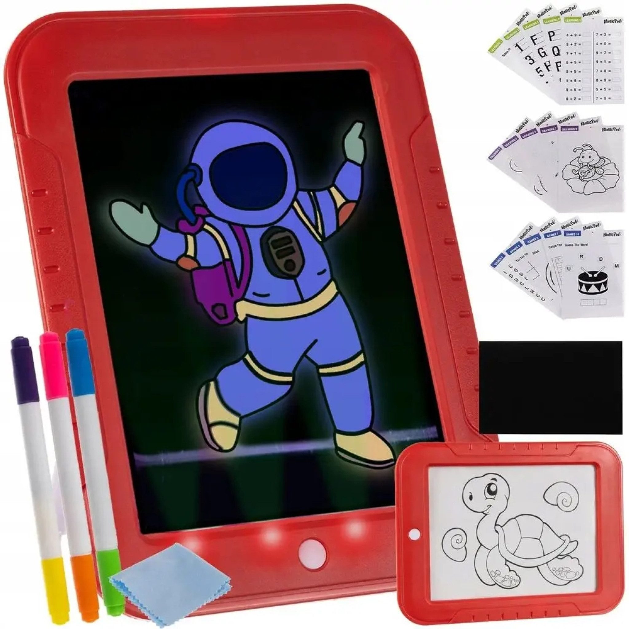 Zaubertafel Fluoreszierendes Kinder-Zeichenbrett mit LED-Beleuchtung.
