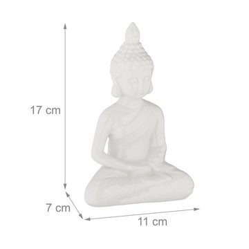 relaxdays Buddhafigur Weiße Buddha Figur 17 cm
