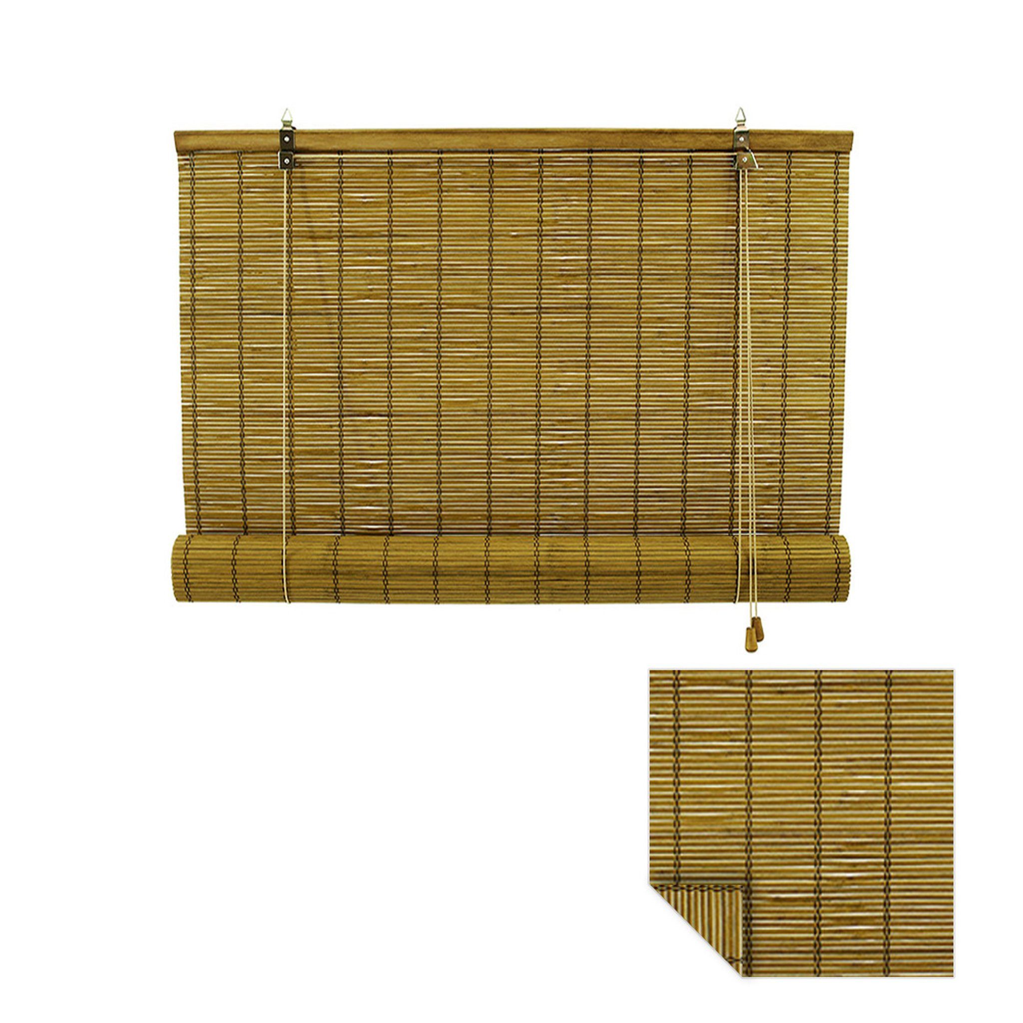 Rollo Bambusrollo, 60 x 130 cm, braun, Victoria M., verdunkelnd, ohne Bohren, freihängend, verschraubt, ohne Bohren, zum Schrauben