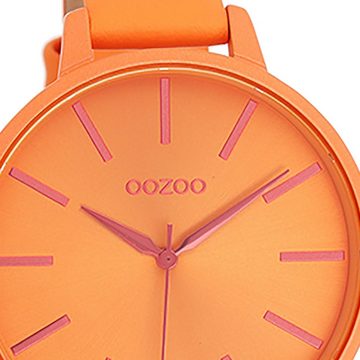 OOZOO Quarzuhr Oozoo Damen Armbanduhr Timepieces Analog, (Analoguhr), Damenuhr rund, groß (ca. 42mm) Lederarmband, Fashion-Style