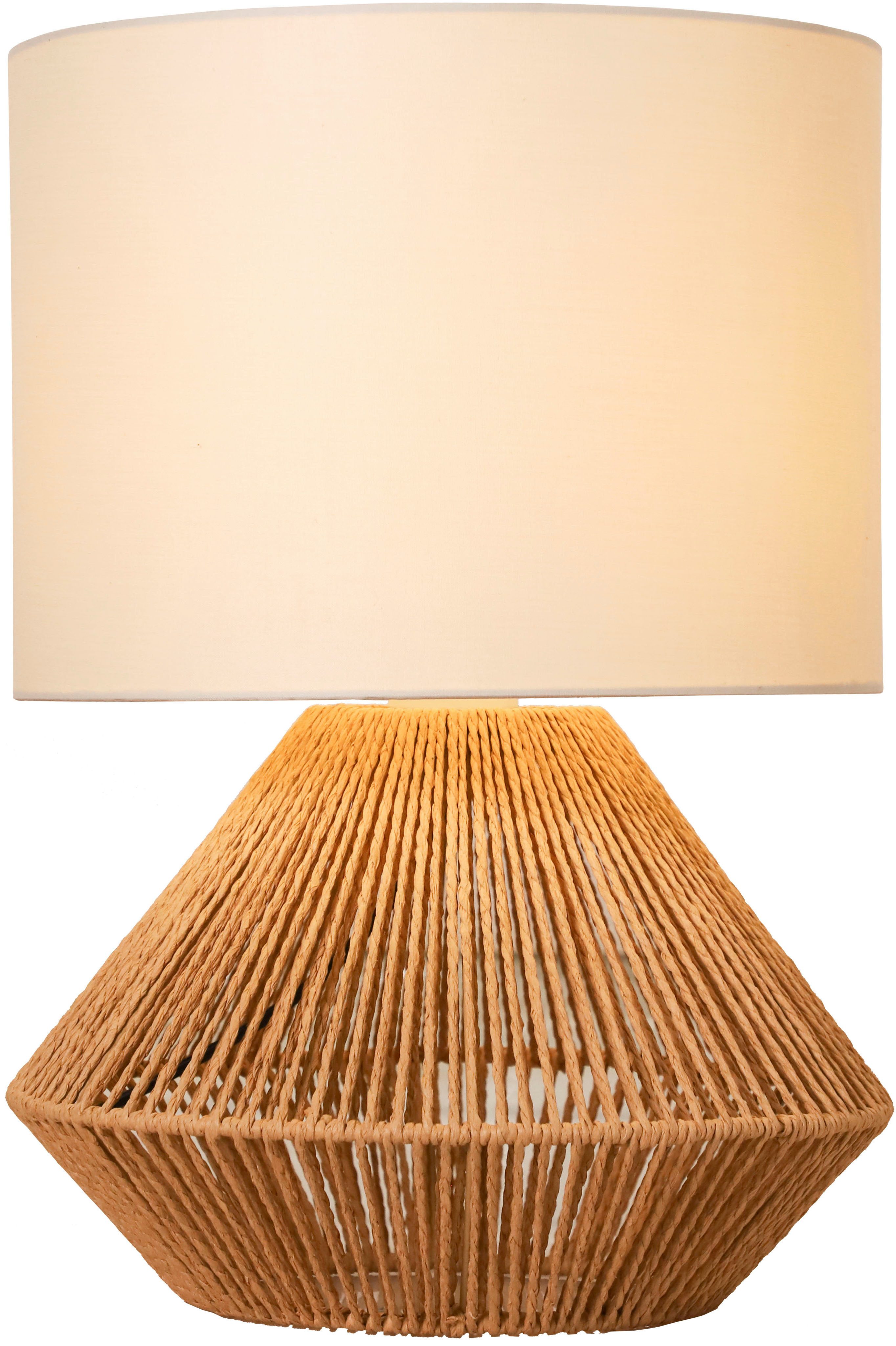 OTTO home Tischleuchte Sillias, ohne Leuchtmittel, Tischlampe mit Sisal Schnur, Leinenschirm / Stoff - beige, 42 cm hoch