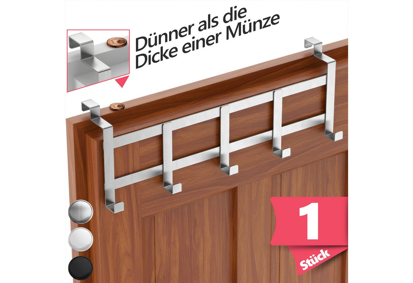Lindenstein Türhaken Türhaken Innenseite Premium, Türen, (Packung, 1-St., 1), ohne Bohren,Stabil,langlebig,rostbeständig,verformungsresistent
