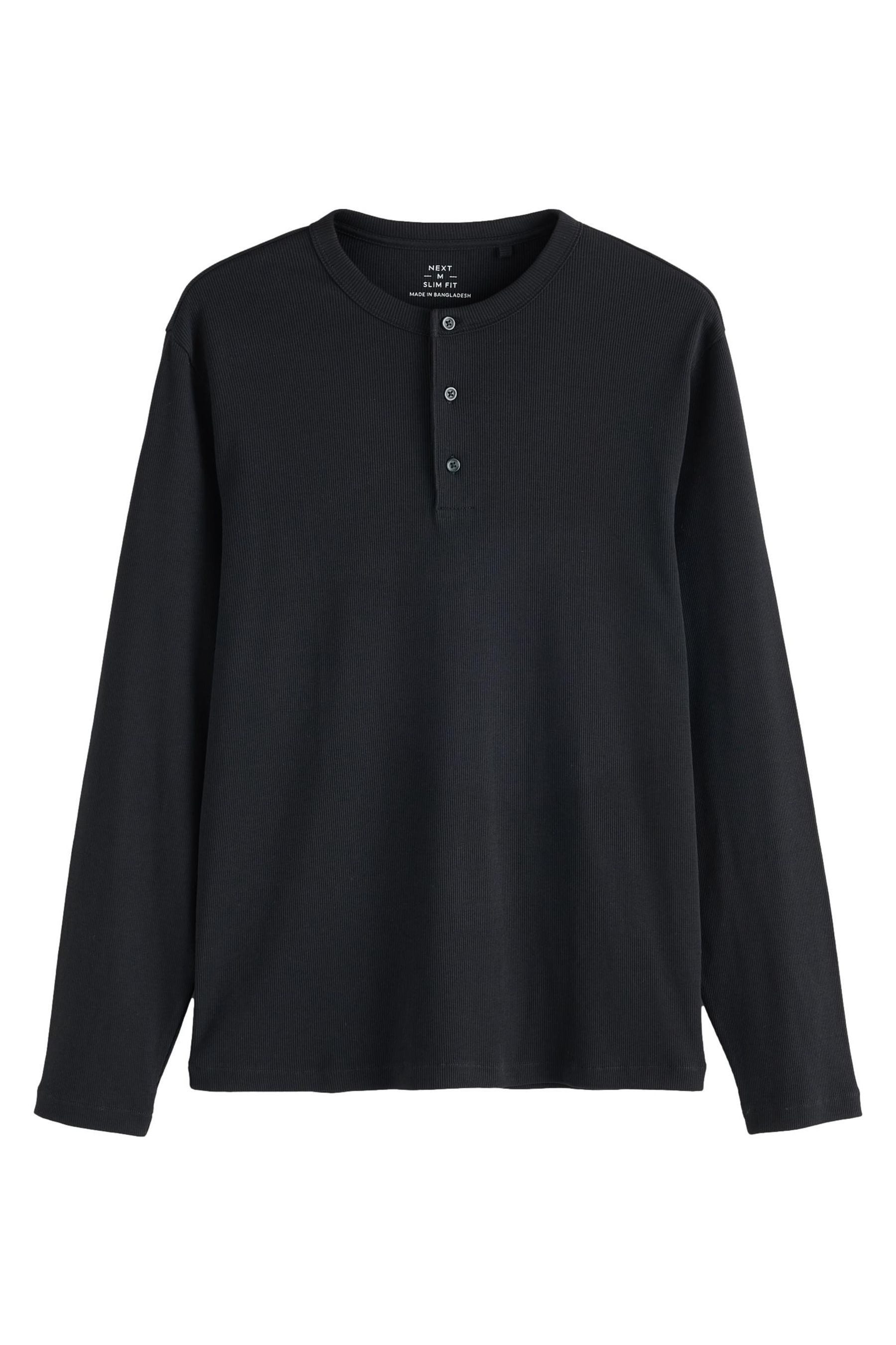 Next Langarmshirt Geripptes langärmeliges Slim Fit Henley-T-Shirt (1-tlg)