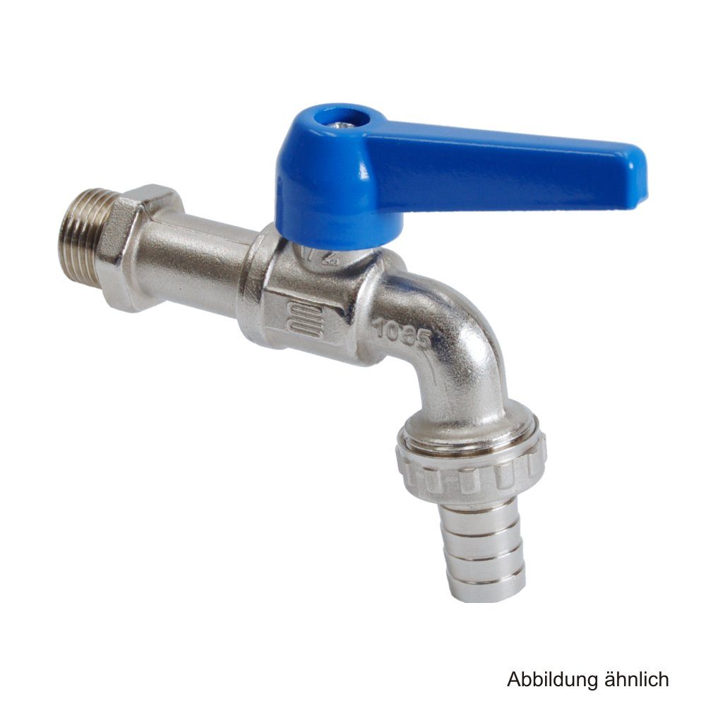 Bongas Deutschland GmbH Wasserrohr Kugelauslaufhahn mit Schlauchverschraubung aus Messing, vernickelt, 1