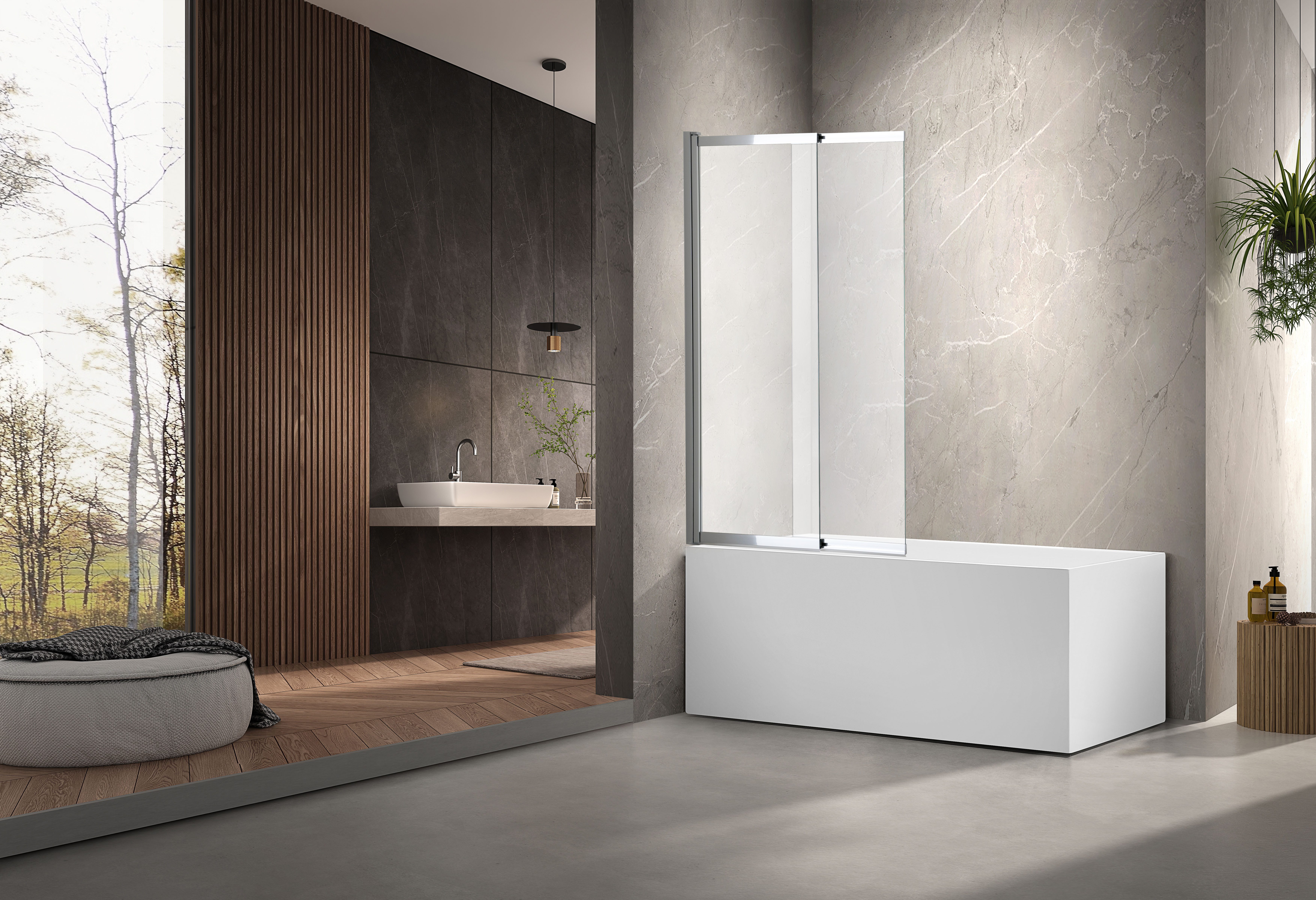 welltime Badewannenaufsatz Slider, Einscheibensicherheitsglas, (2 tlg), Badewannenaufsatz mit Schiebetür