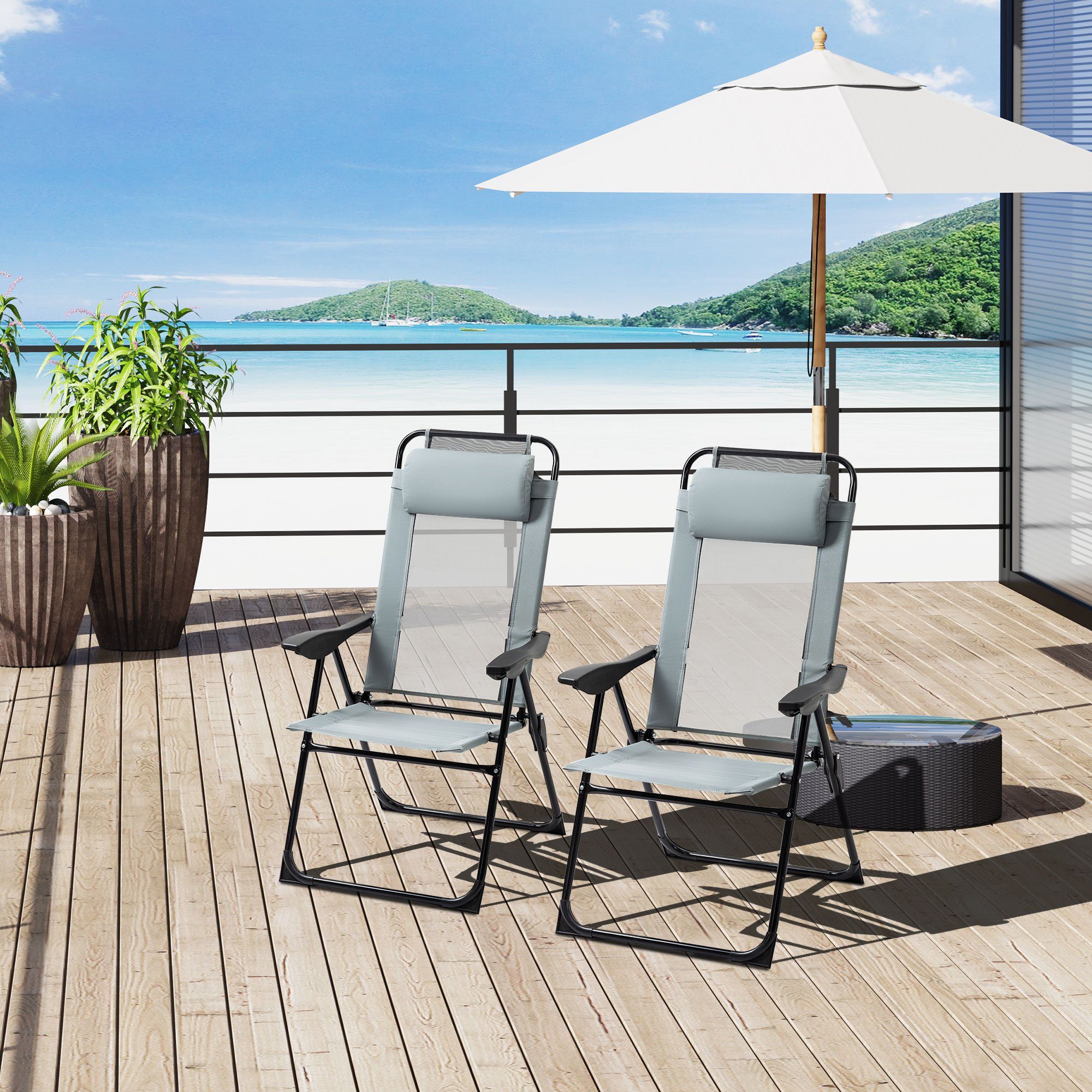 Outsunny Klappstuhl klappbarer Gartenstuhl mit verstellbarer Rückenlehne (C günstig online kaufen