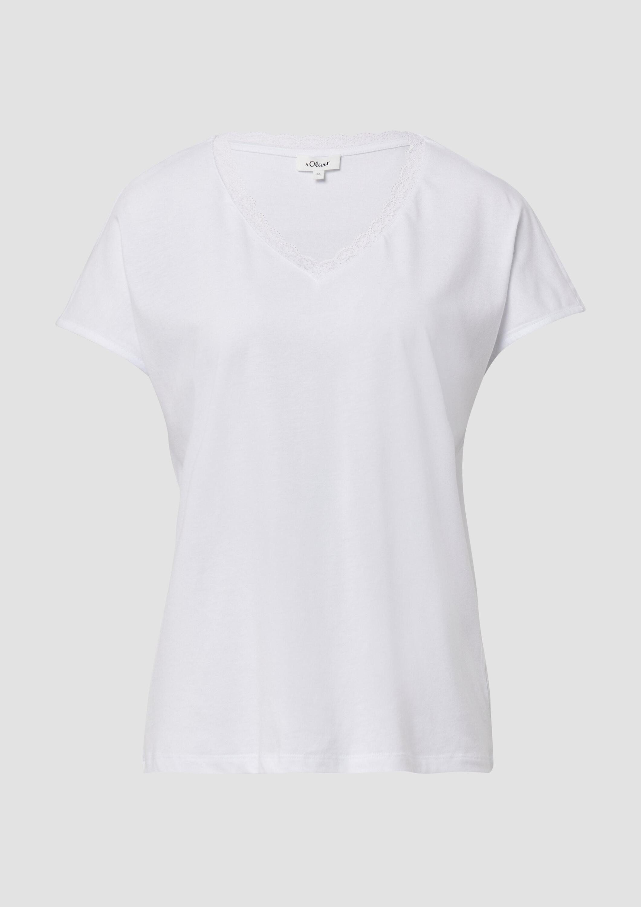 s.Oliver Kurzarmshirt T-Shirt T-Shirt mit Spitze aus Modalmix